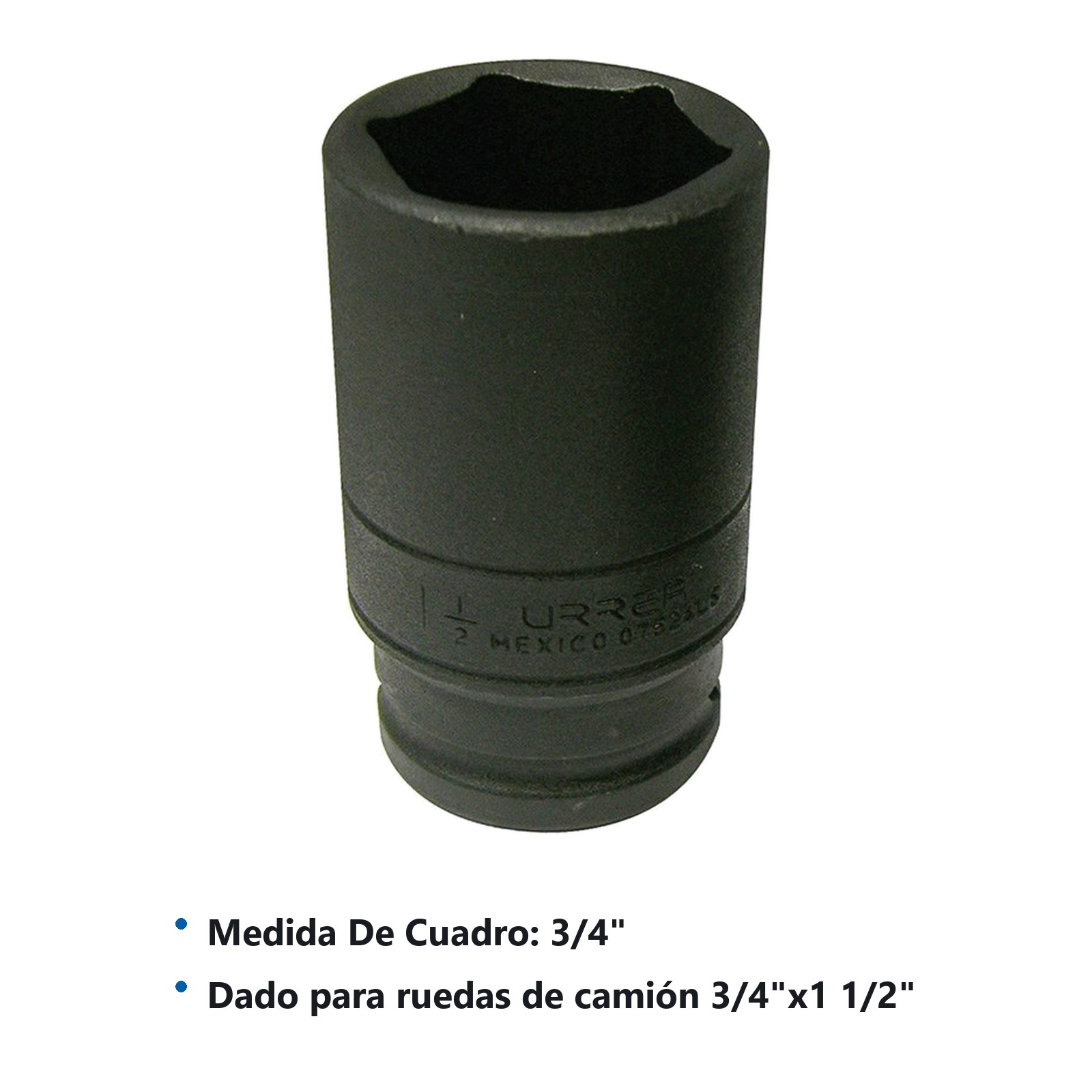 Dado de impacto en pulgadas cuadro de 3/4" para ruedas de camión, 3/4" x 1-1/2" Urrea - Imagen 2