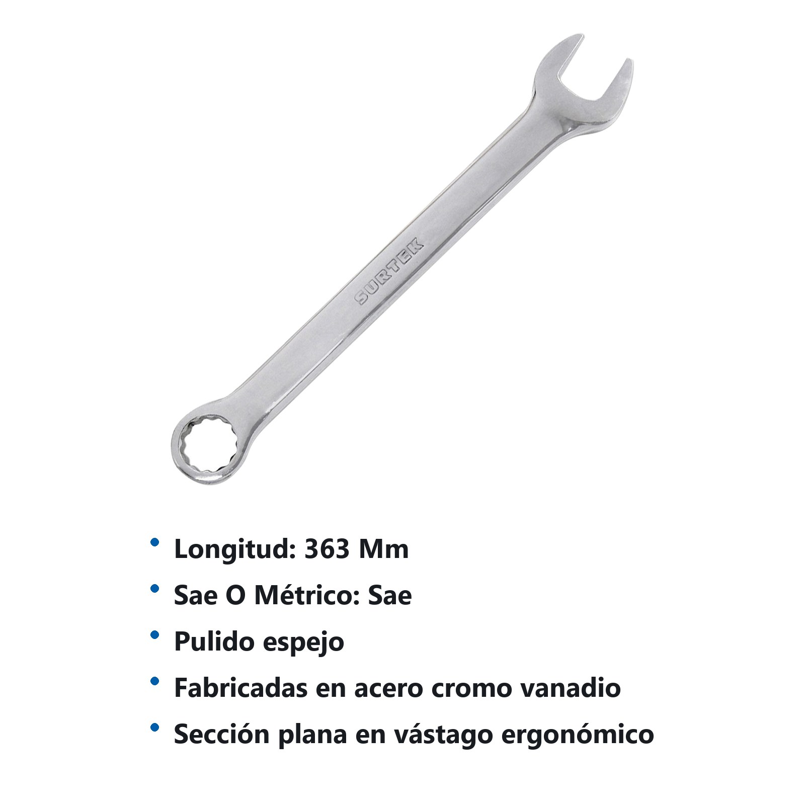 Llave combinada pulido espejo en pulgadas, 12 puntas, 1-1/8" Surtek - Imagen 3