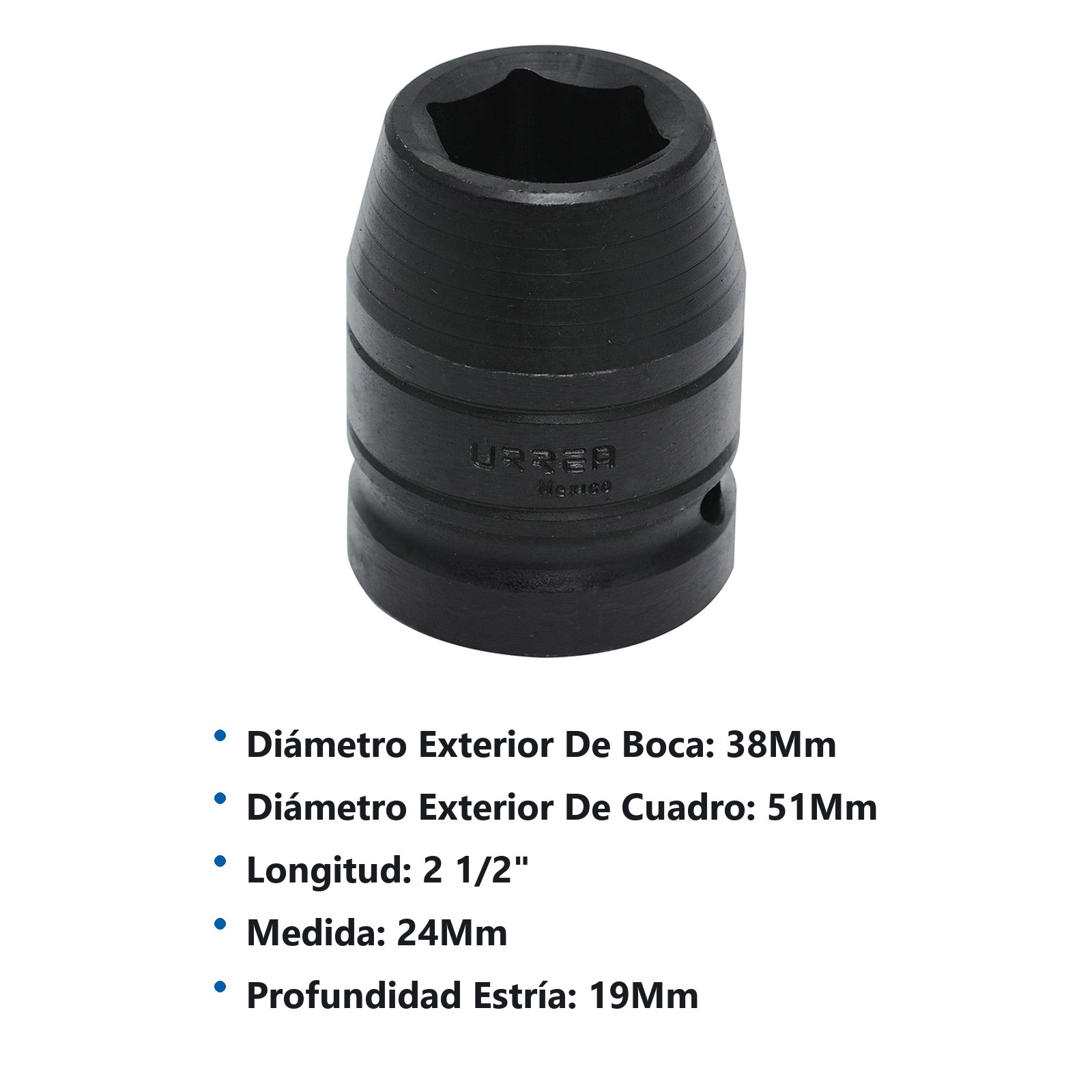 Dado de impacto cuadro de 1", 6 puntas, métrico, 24 mm Urrea - Imagen 2