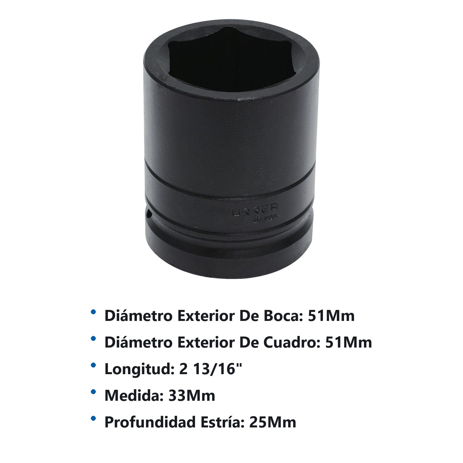 Dado de impacto cuadro de 1", 6 puntas, métrico, 33 mm Urrea - Imagen 2