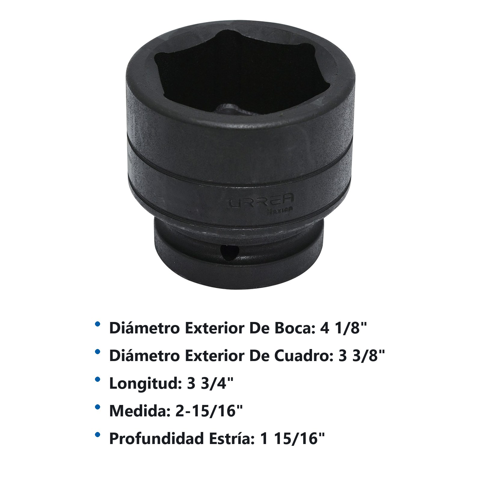 Dado de impacto cuadro de 1", 6 puntas, en pulgadas, 2-15/16" Urrea - Imagen 2