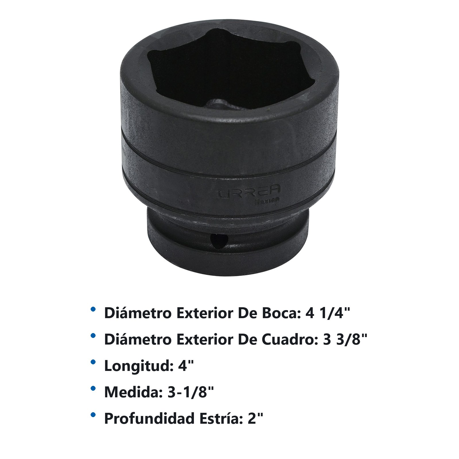 Dado de impacto cuadro de 1", 6 puntas, en pulgadas, 3-1/8" Urrea - Imagen 2