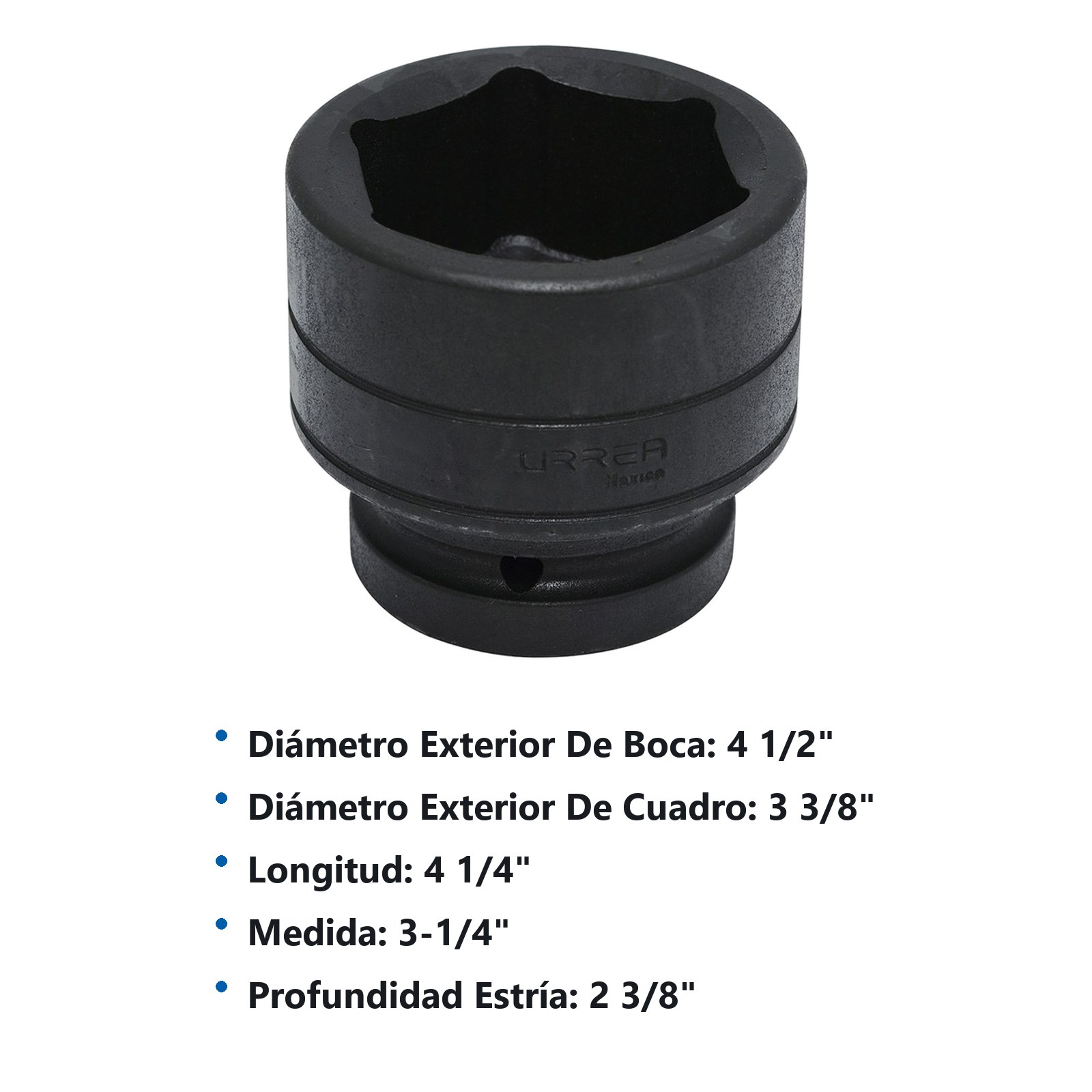 Dado de impacto cuadro de 1", 6 puntas, en pulgadas, 3-1/4" Urrea - Imagen 2