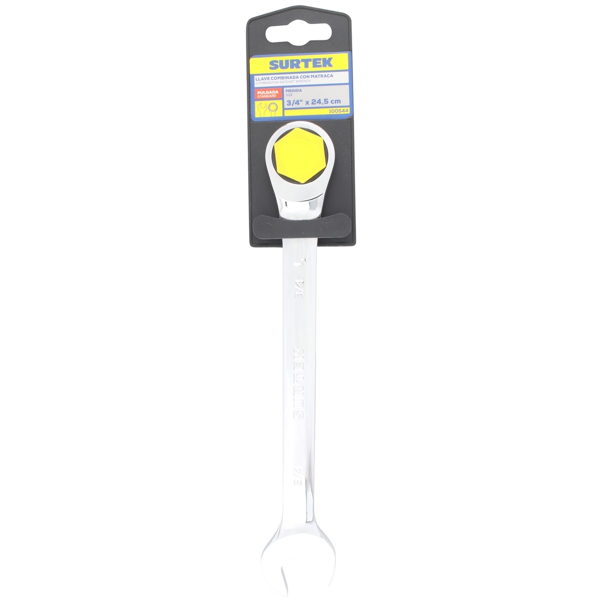 Llave combinada pulido espejo de matraca en pulgadas, 12 puntas, 3/4" Surtek - Imagen 3