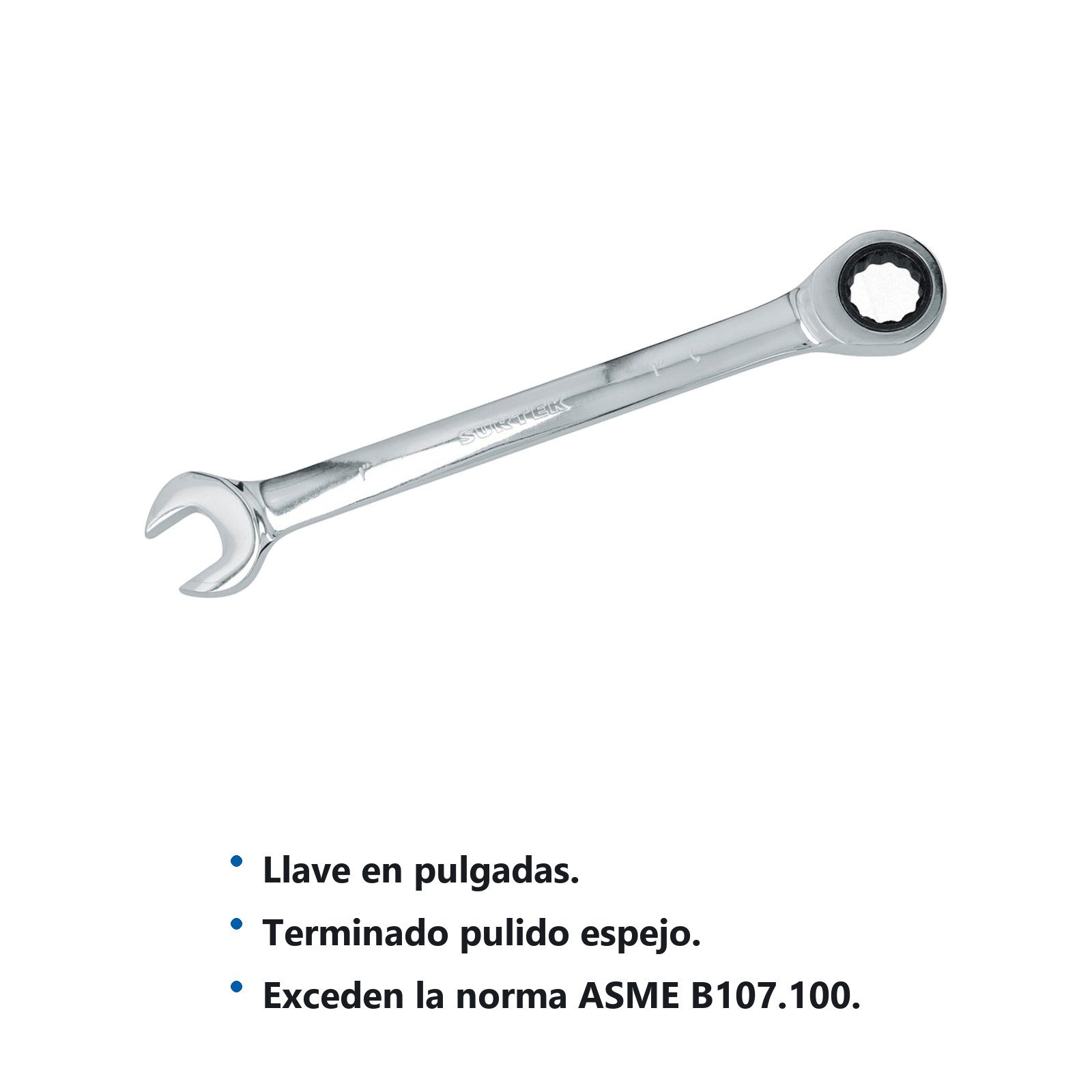 Llave combinada pulido espejo de matraca en pulgadas, 12 puntas, 1" Surtek - Imagen 2