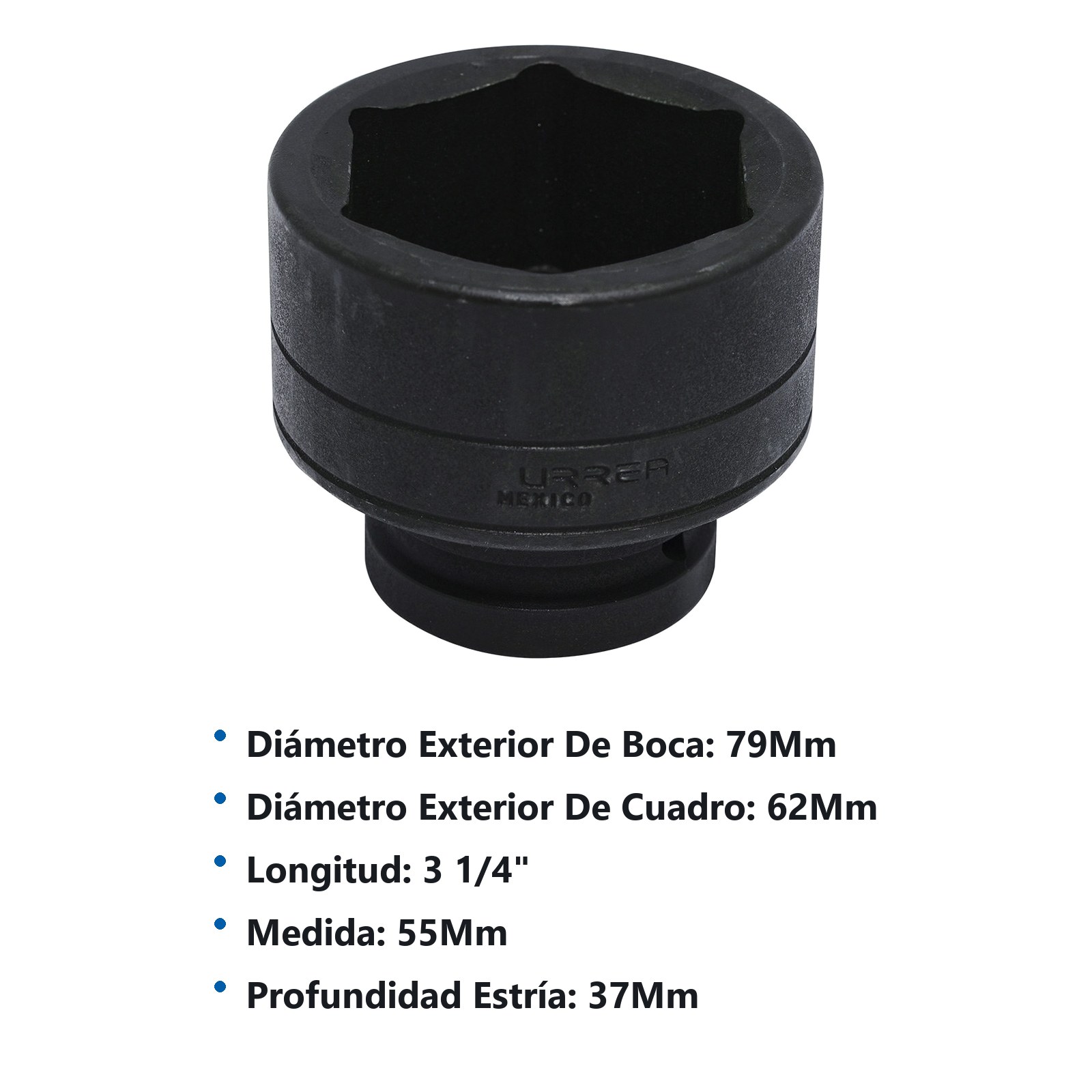 Dado de impacto cuadro de 1", 6 puntas, métrico, 55 mm Urrea - Imagen 2