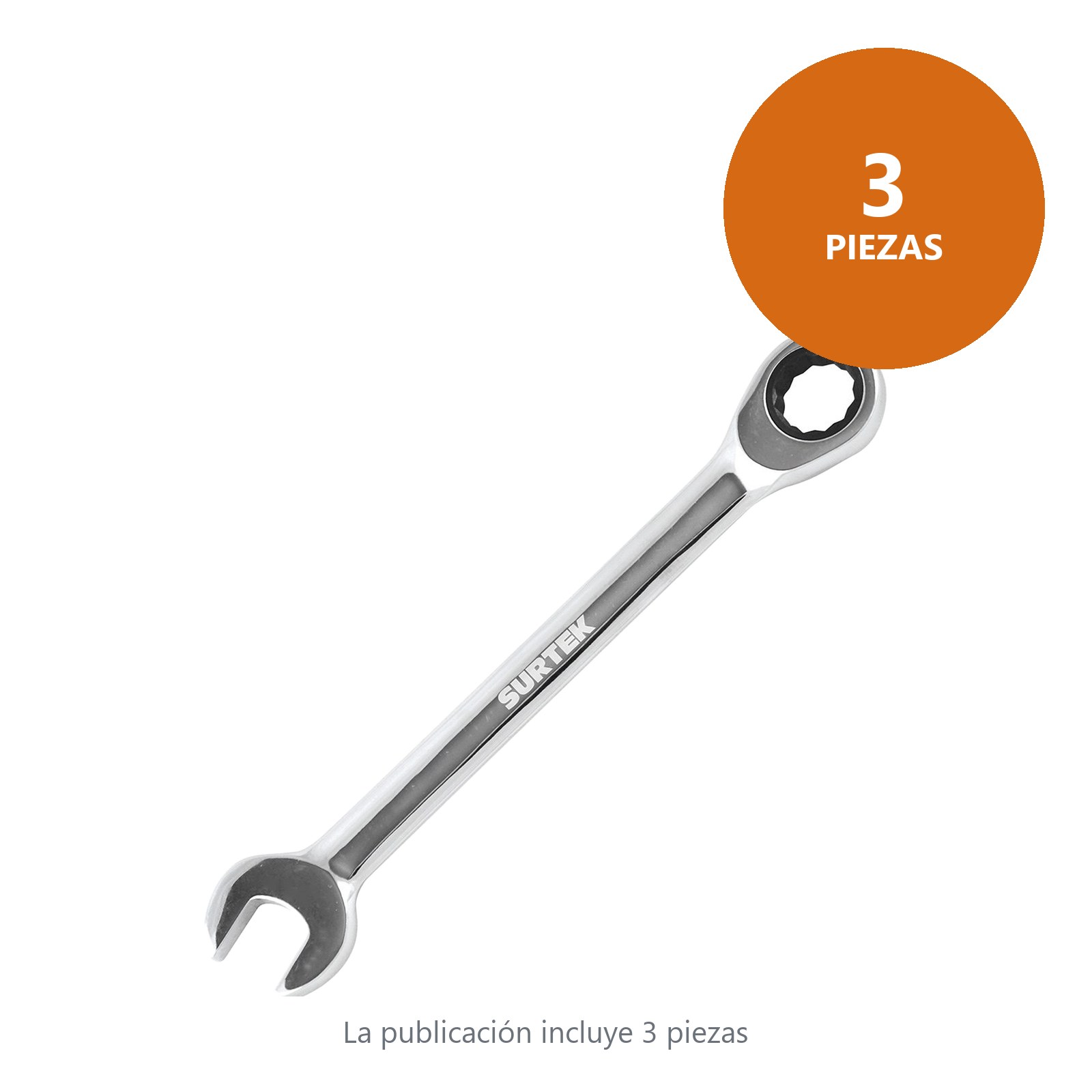 Llave combinada pulido espejo de matraca métrica, 12 puntas, 8mm Surtek - Imagen 2