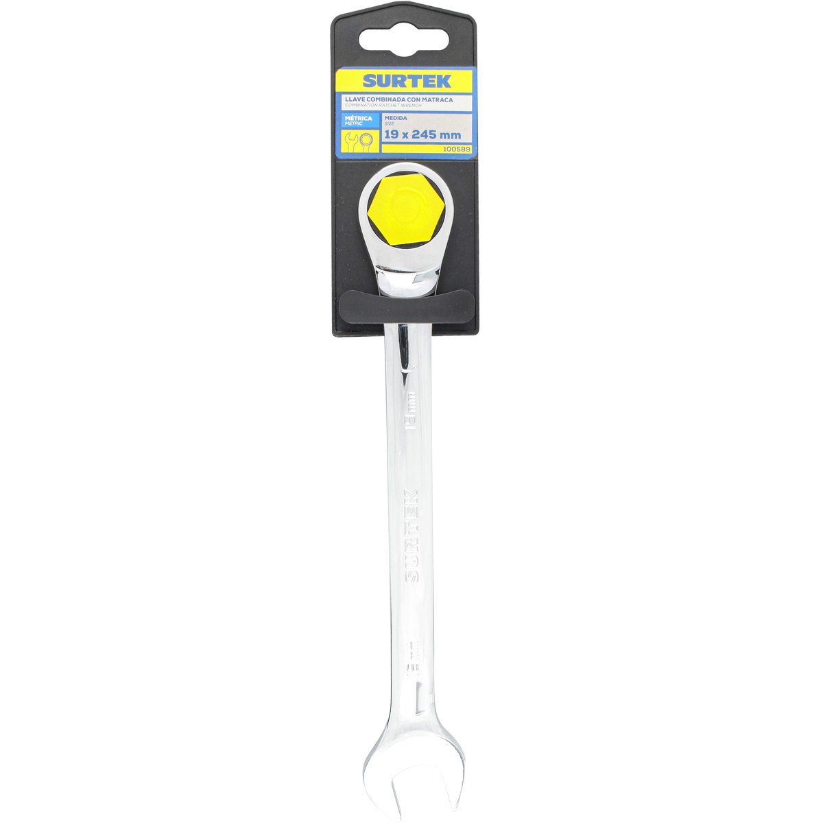 Llave combinada pulido espejo de matraca métrica, 12 puntas, 19mm Surtek - Imagen 2