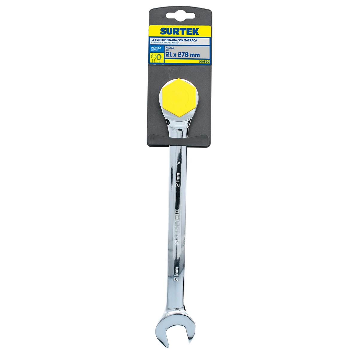 Llave combinada pulido espejo de matraca métrica, 12 puntas, 21mm Surtek - Imagen 2