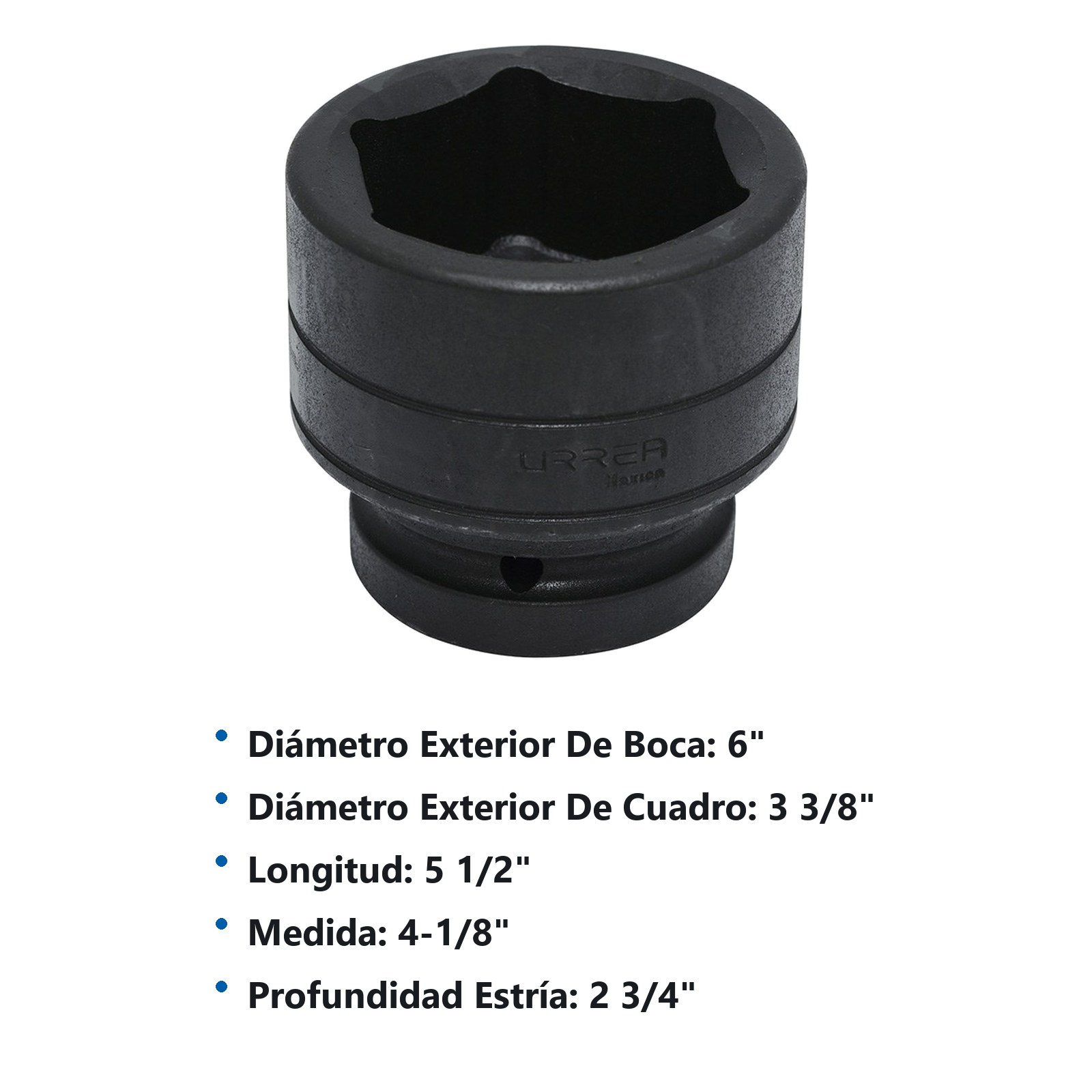 Dado de impacto cuadro de 1", 6 puntas, en pulgadas, 4-1/8" Urrea - Imagen 2