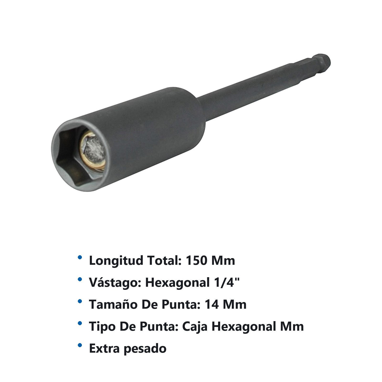 Punta de caja de poder con imán retráctil métrica hexágono de 1/4", 14 x 150 mm Urrea - Imagen 2