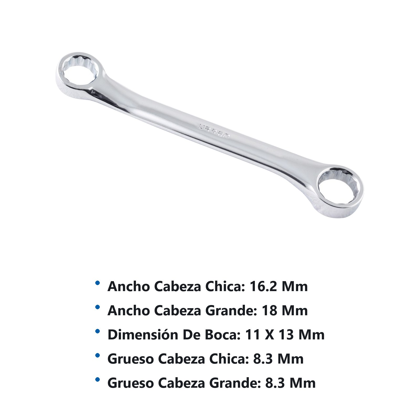 Llave de estrías pulido espejo de 15° métrica, 12 puntas, 11 x 13 mm Urrea - Imagen 3