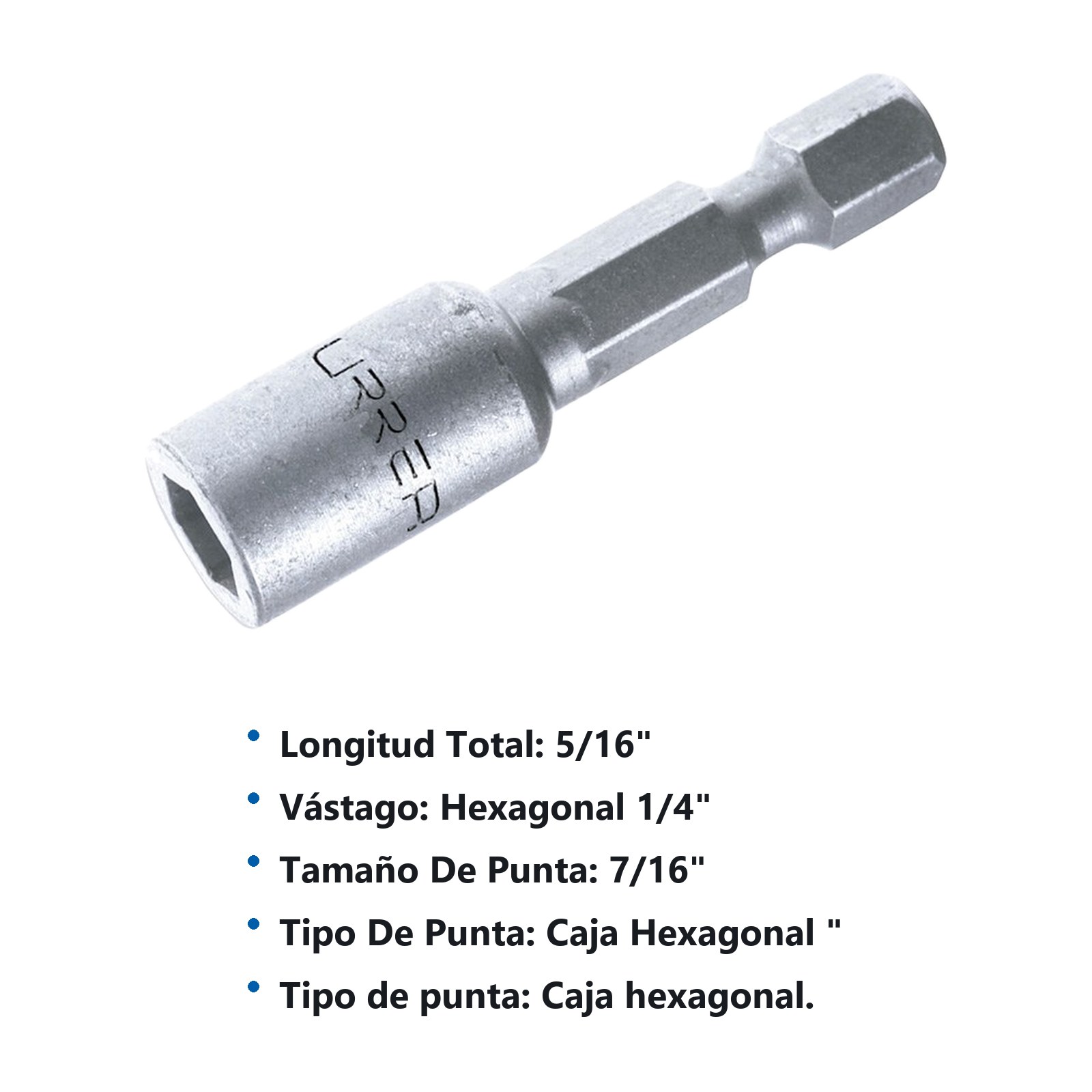 Punta de caja de poder con imán en pulgadas hexágono de 1/4", 7/16" x 2-9/16" Urrea - Imagen 3