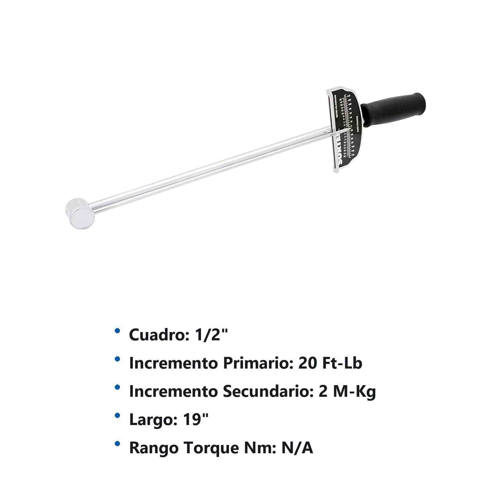 Torquímetro de aguja una escala dual cuadro de 1/2", 0-140 ft-lb Surtek - Imagen 3