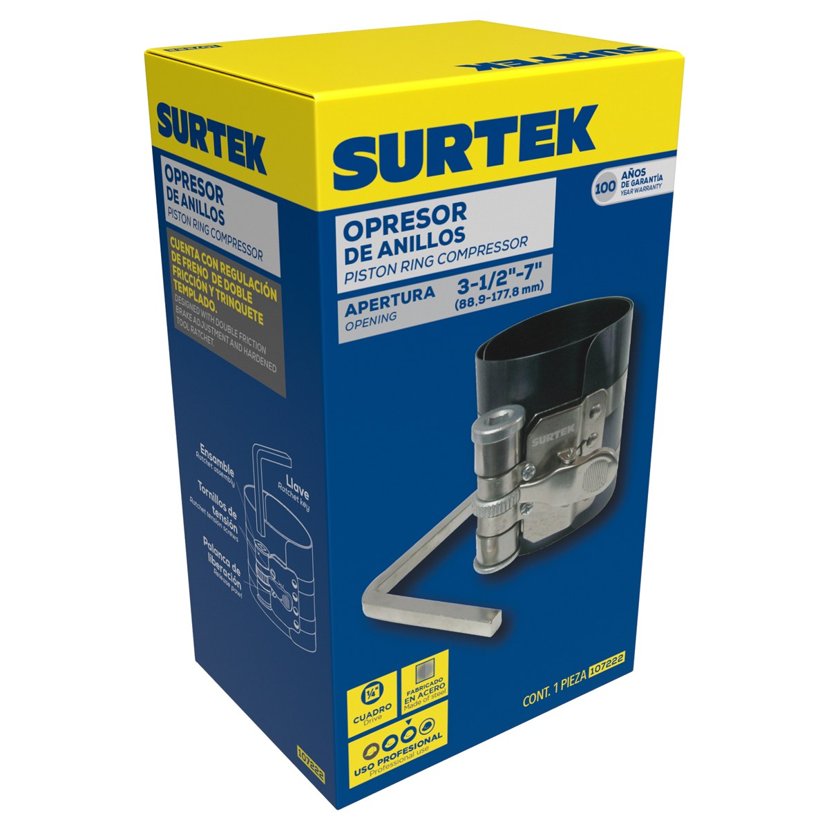 Opresor de anillos para motor de gasolina 3-1/2" a 7" Surtek - Imagen 2