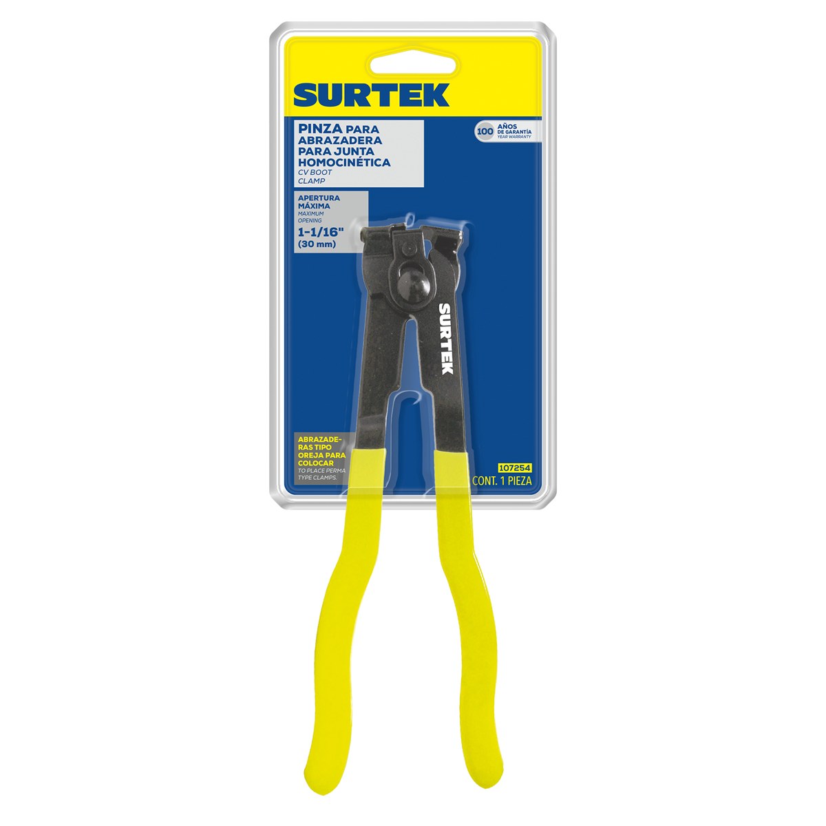 Pinza para abrazaderas de junta homocinética apertura máxima 1-1/16", 9" Surtek - Imagen 2