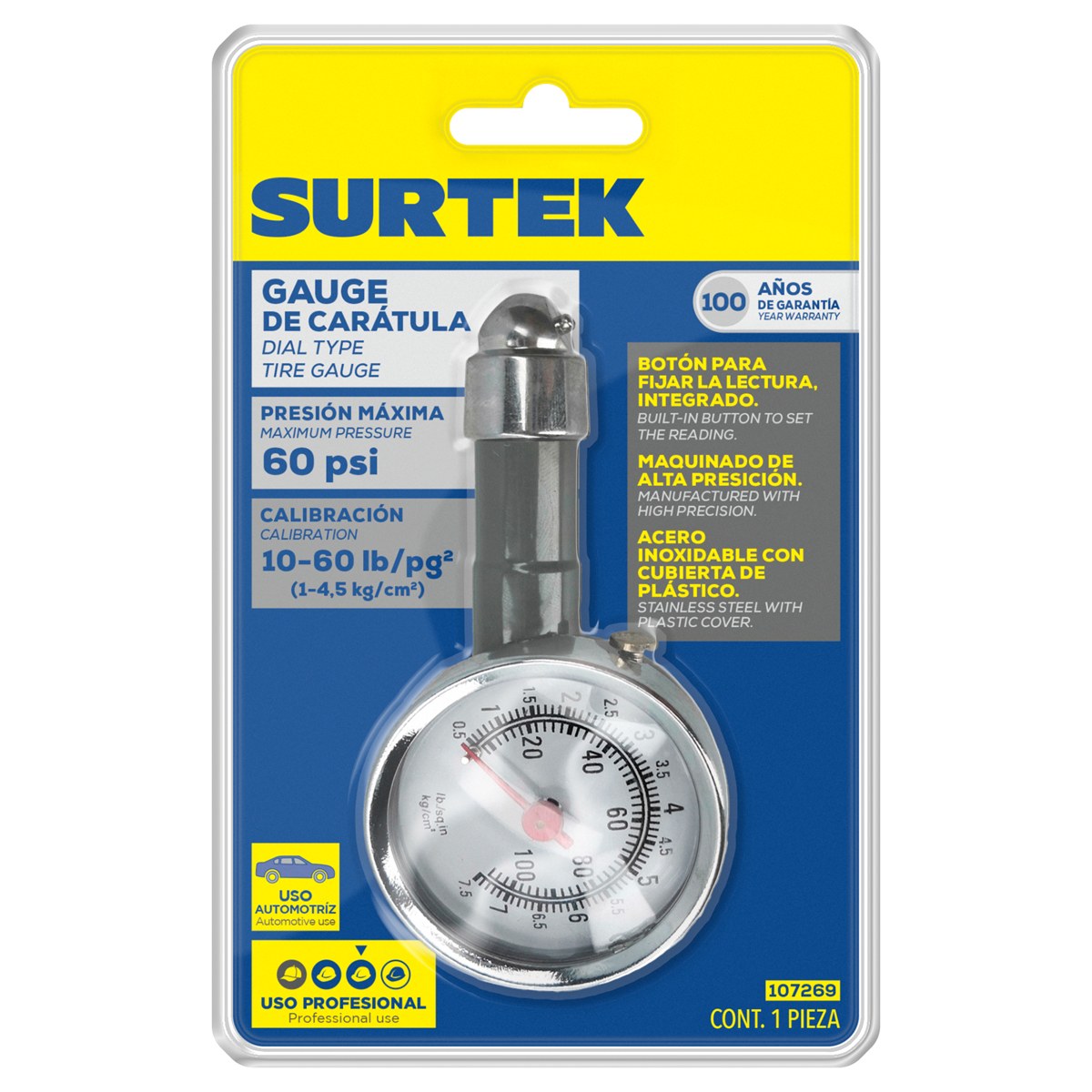 Gauge de caratula 60 PSI Surtek - Imagen 2