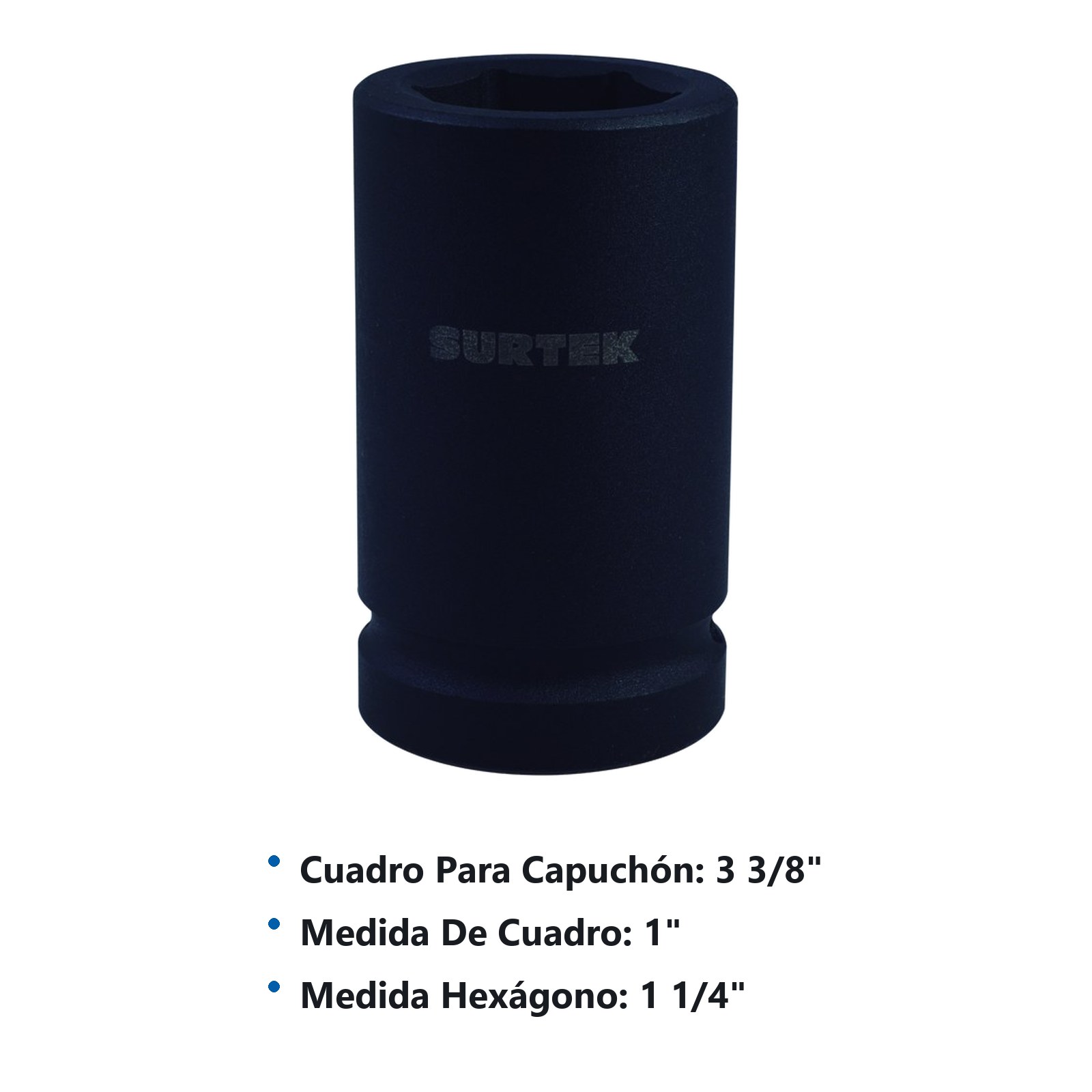 Dado de impacto largo en pulgadas, cuadro 1", 6 puntas, 1-1/4" Surtek - Imagen 2