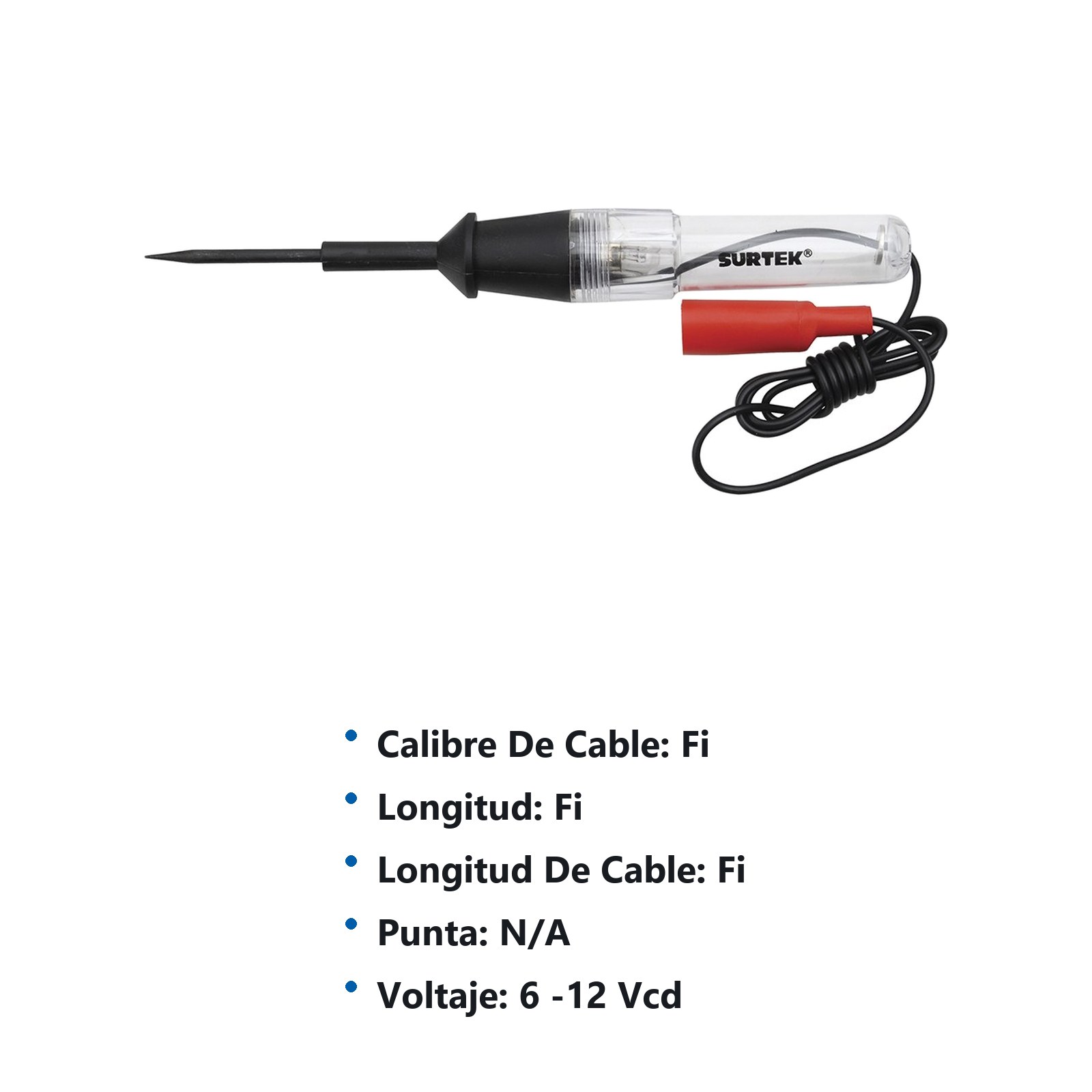 Probadores de voltaje de corriente directa 6 - 12 V, 21.5 cm Surtek - Imagen 3