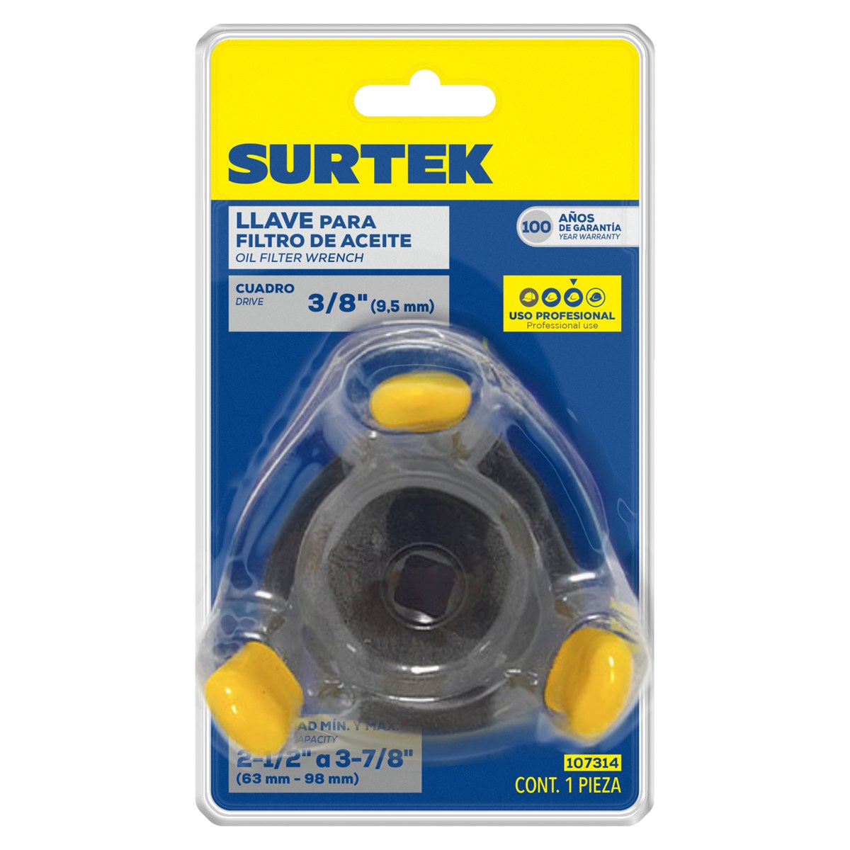 Llave autoajustable de 3 brazos para quitar filtros de 2-1/2" a 3-7/8" Surtek - Imagen 2