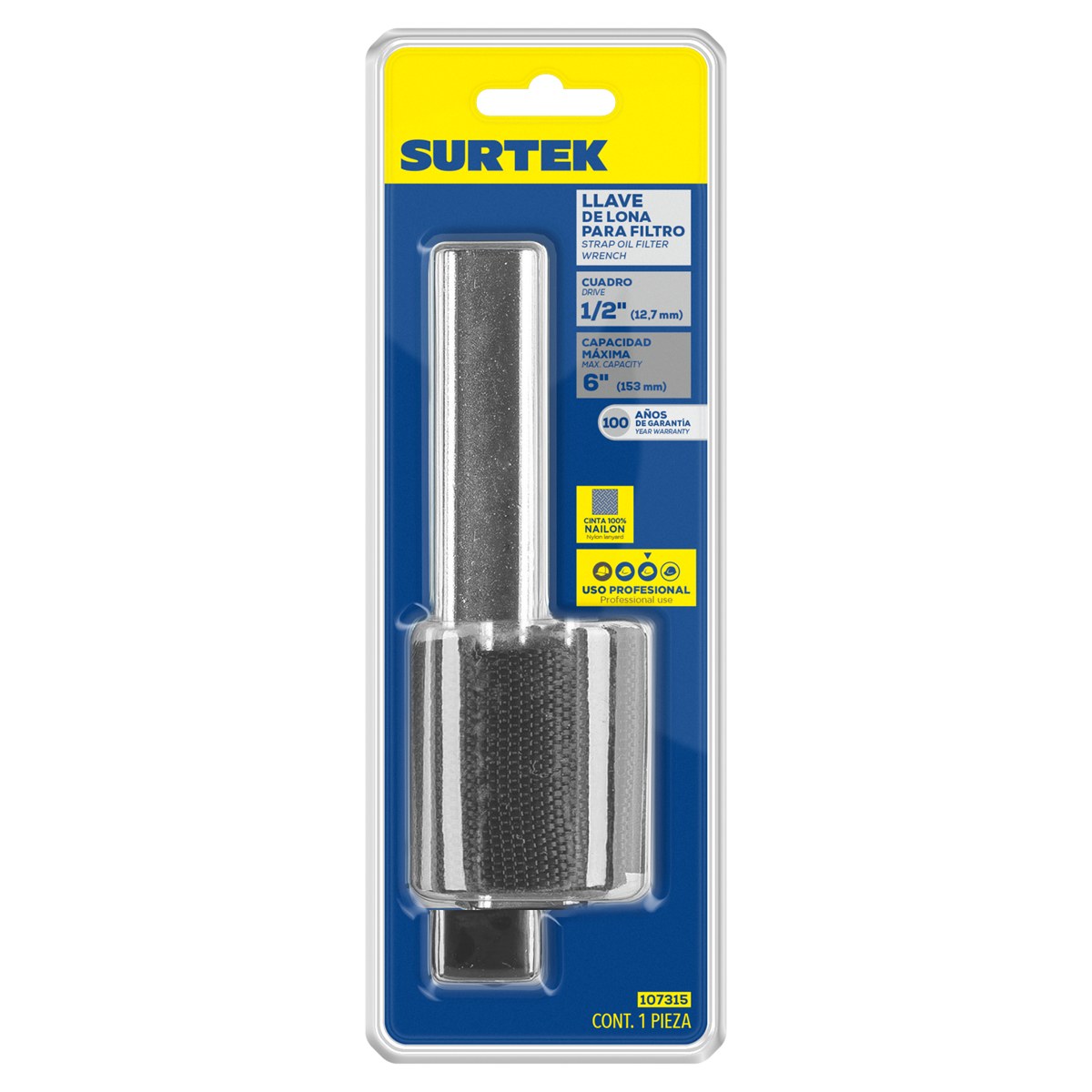 Llave de lona autoajustable para quitar filtros de 0-6" Surtek - Imagen 2
