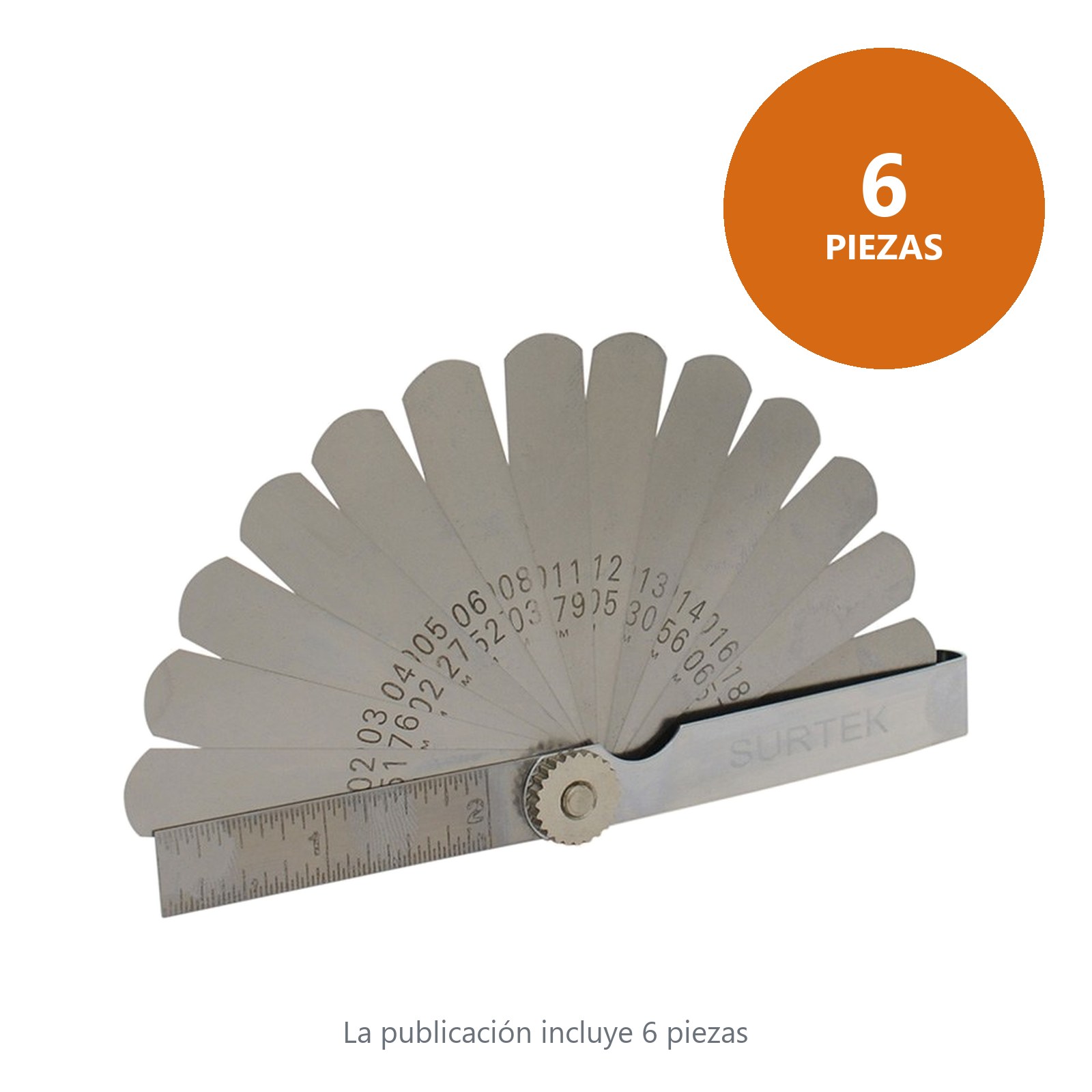 Calibrador en pulgadas y milimétricos 15 hojas Surtek - Imagen 2