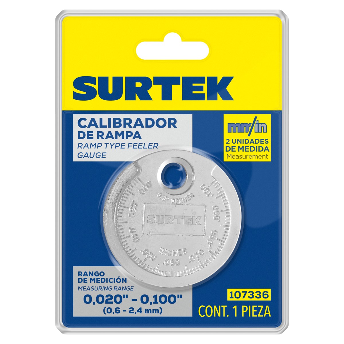 Calibrador tipo rampa para bujía 0.020" a 0.10" Surtek - Imagen 3