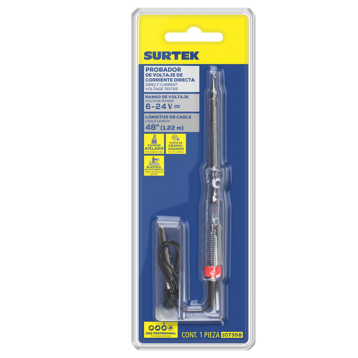 Probadores de voltaje de corriente directa 0 - 24 V, 13 cm Surtek - Imagen 2