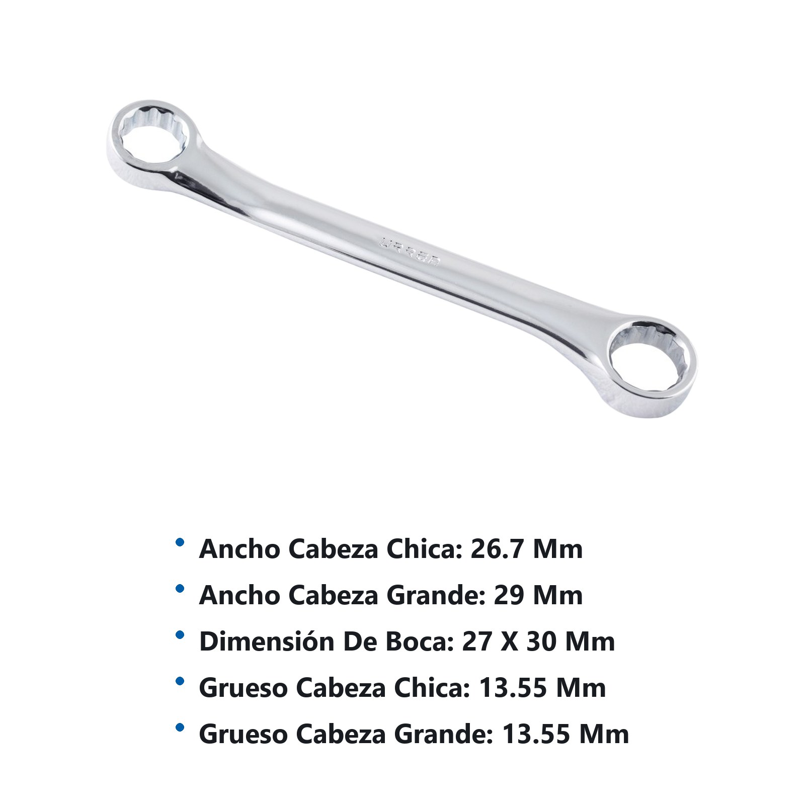 Llave de estrías pulido espejo de 15° métrica, 12 puntas, 27 x 30 mm Urrea - Imagen 3