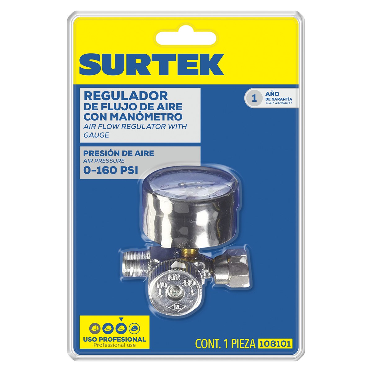 Regulador de aire con manómetro 160PSI Surtek - Imagen 2