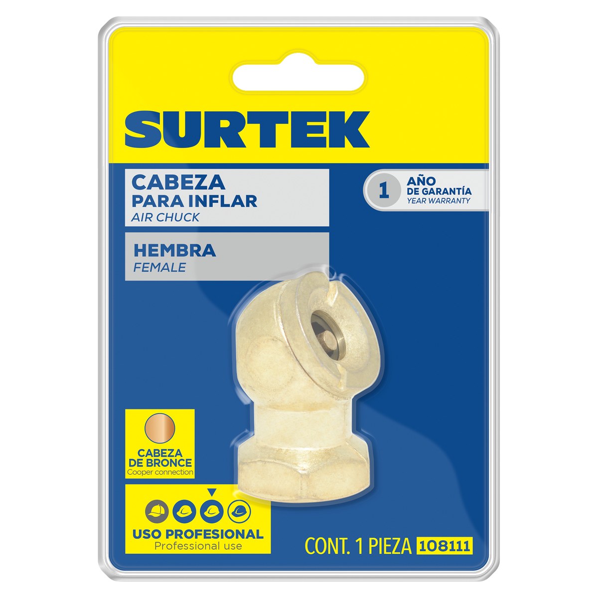 Cabeza para inflar de 1/4" NPT, hembra Surtek - Imagen 2
