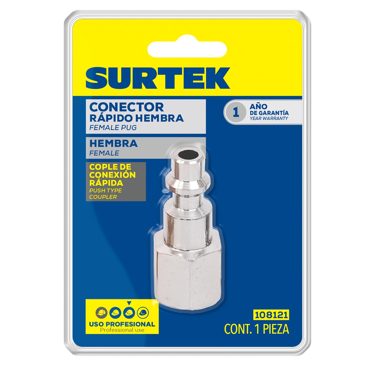 Conector de zinc de conexión rápida 1/4" NPT, hembra Surtek - Imagen 2