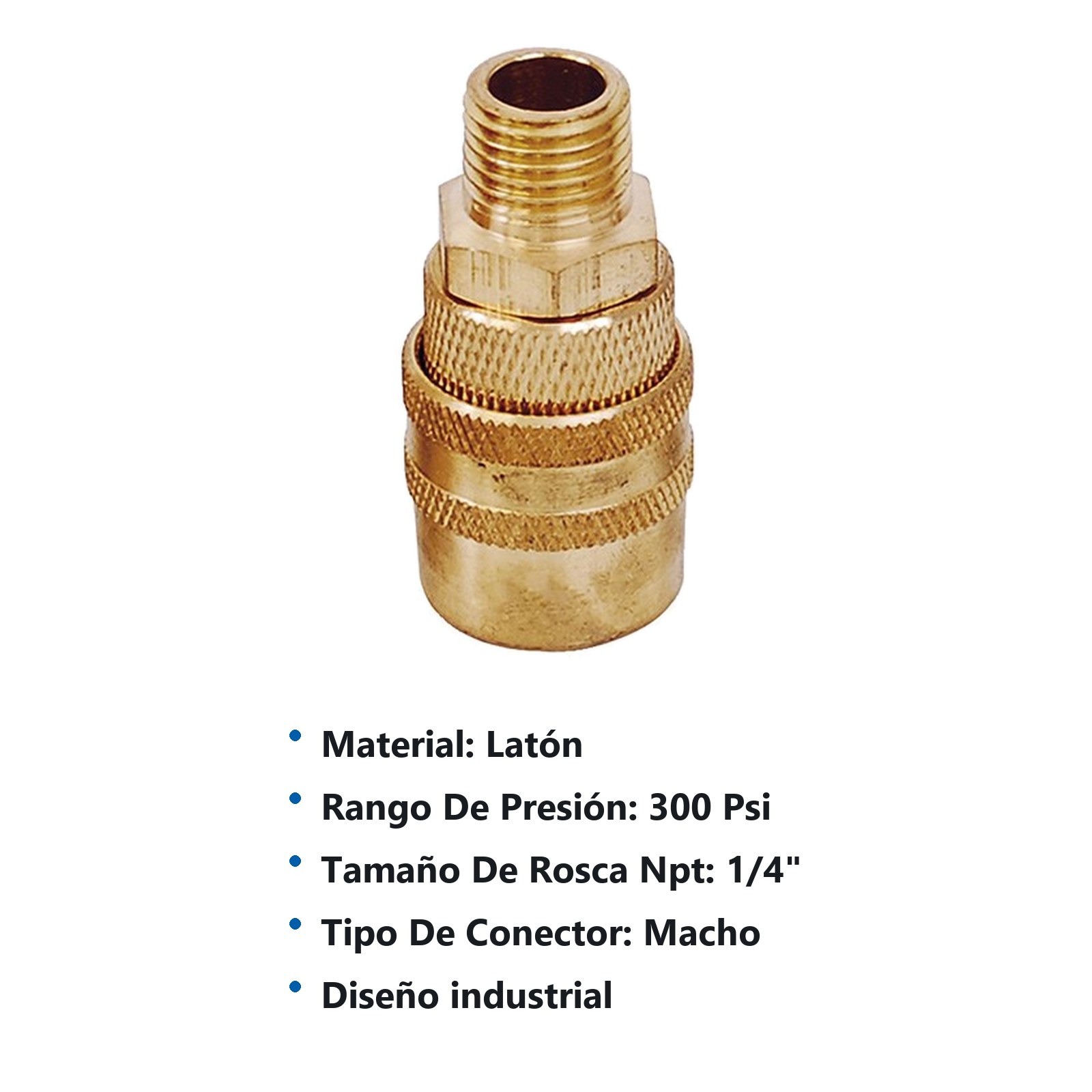 Cople de bronce de conexión rápida 1/4" NPT, macho Surtek - Imagen 3