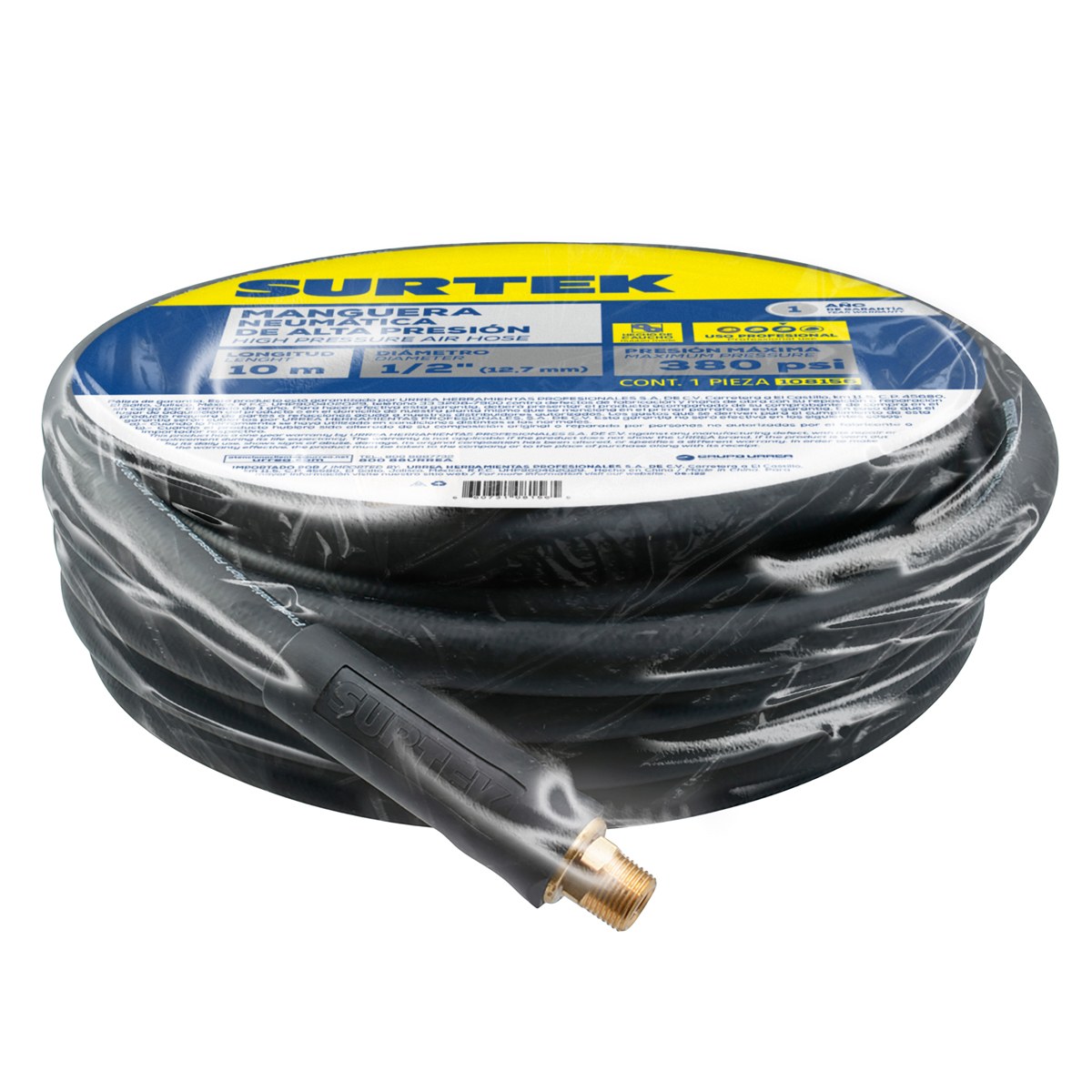Manguera de PVC reforzadas para aire de alta presión 1/2" x 10 m Surtek - Imagen 2