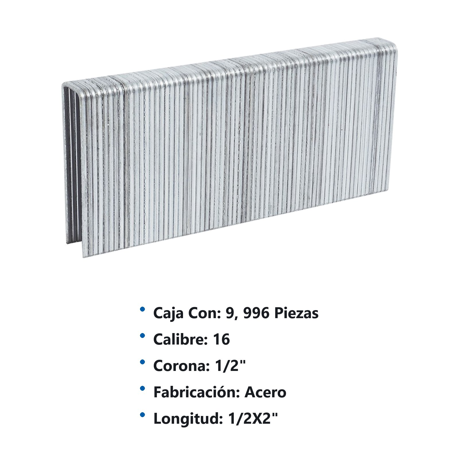 Grapas para engrapadora neumática calibre 16, corona 1/2", largo 2", 10000 piezas Surtek - Imagen 3
