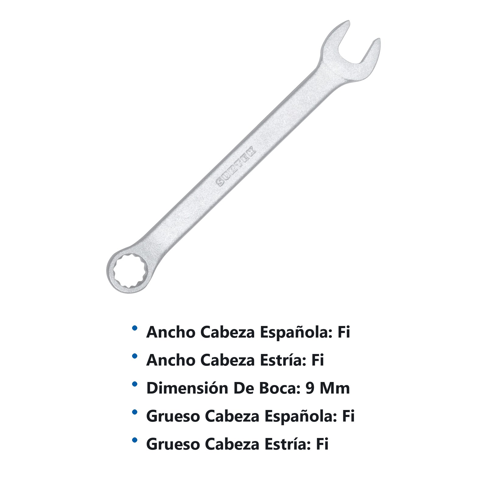 Llave combinada satinada métrica, 12 puntas, 9 mm Surtek - Imagen 3