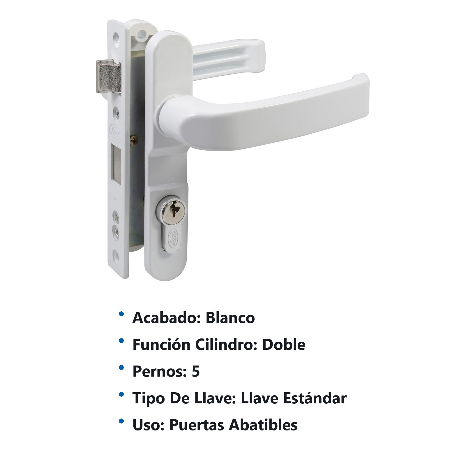Cerradura Euro para puerta de aluminio función doble, blanco, llave estándar Lock - Imagen 2