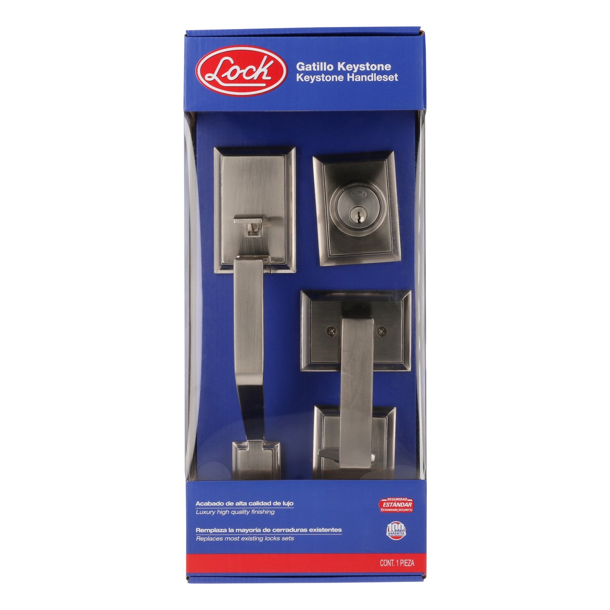 Gatillo rectangular sólido para entrada función sencilla, níquel satinado, visual Lock - Imagen 3