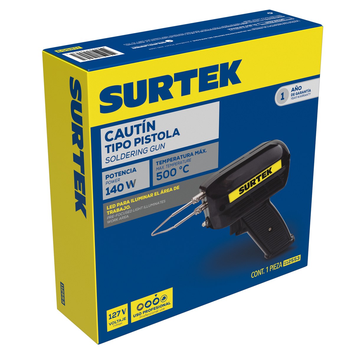 Cautín tipo pistola 140 W, 120 V Surtek - Imagen 2