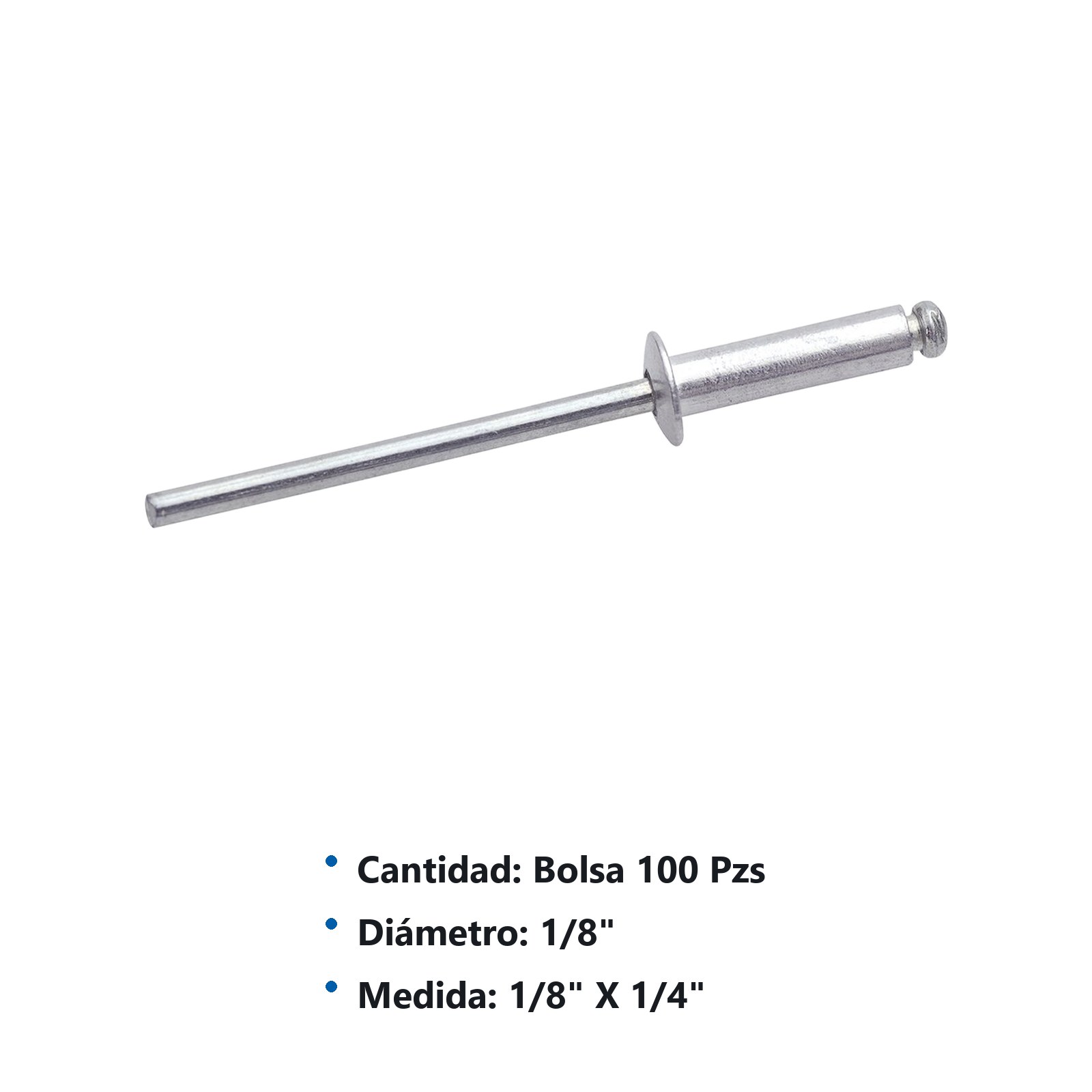 Remache 1/8" x 1/4", 10 bolsas con 100 remaches Surtek - Imagen 2