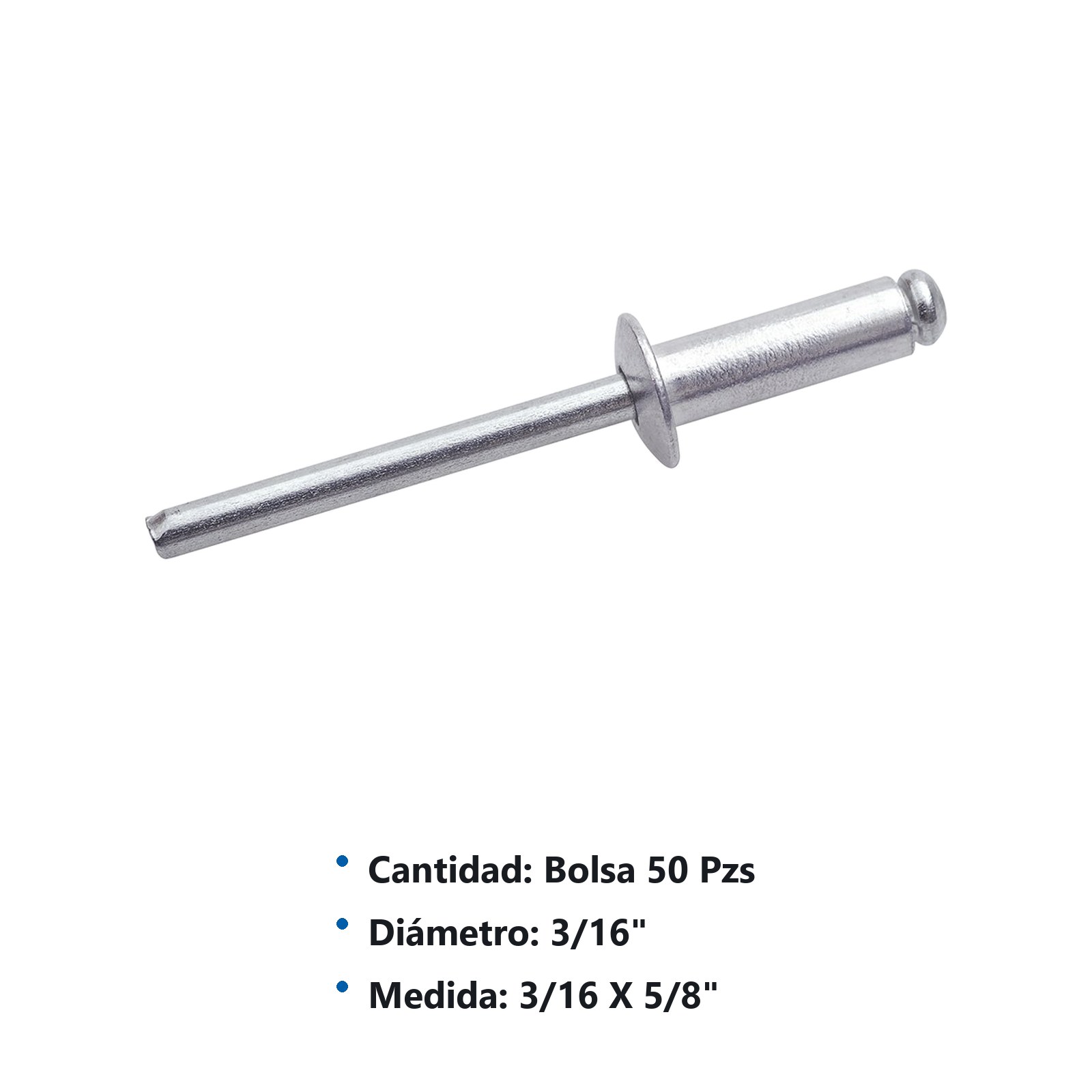 Remache 3/16" x 5/8", 5 bolsas con 50 remaches Surtek - Imagen 2