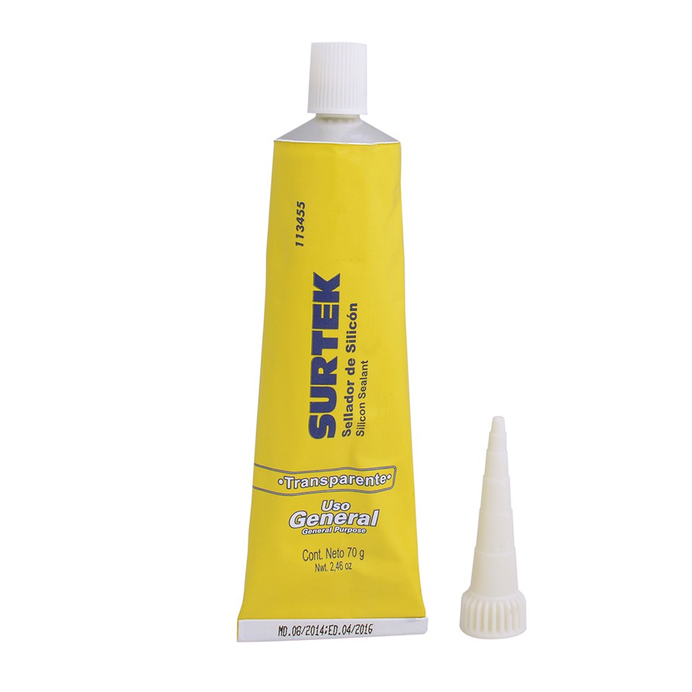 Silicón transparente en tubo, 70 gr Surtek