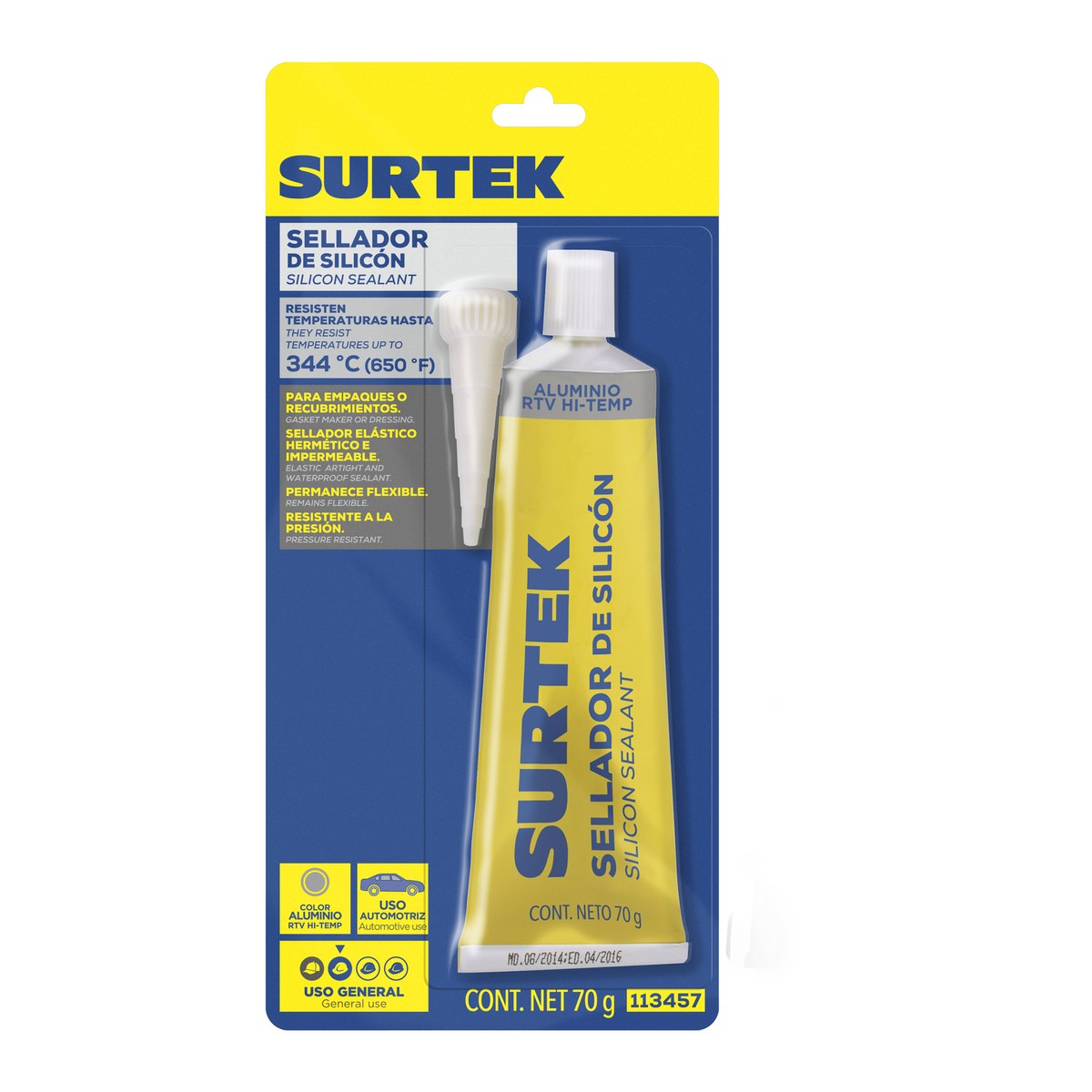 Silicón para alta temperatura, color negro en tubo, 70 gr Surtek - Imagen 2