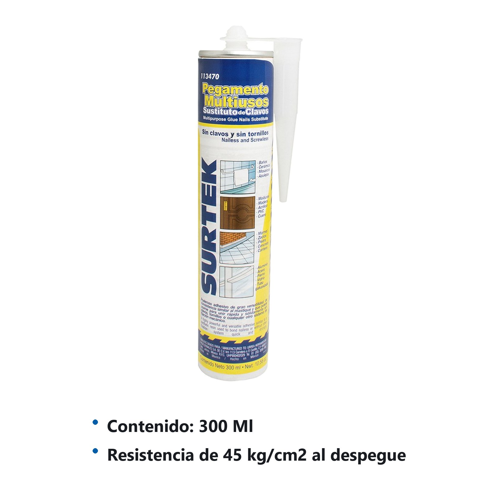 Pegamento multiusos sin clavos, 300 ml Surtek - Imagen 2
