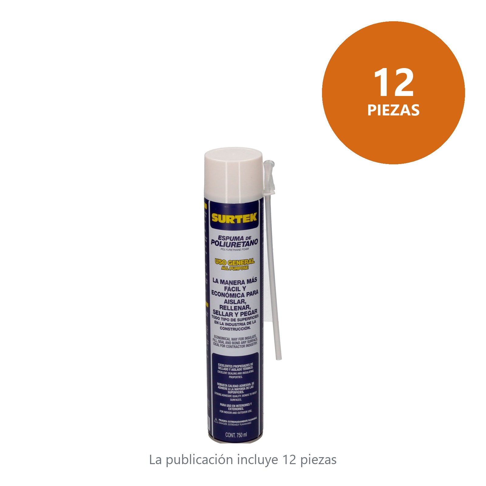 Espuma de poliuretano 750 ml Surtek - Imagen 3