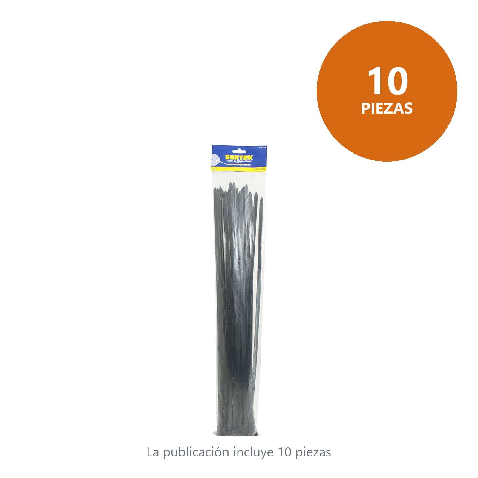 Cinchos plásticos 300 x 4.6 mm, tensión 22 kg de 50 piezas, color negro Surtek - Imagen 2