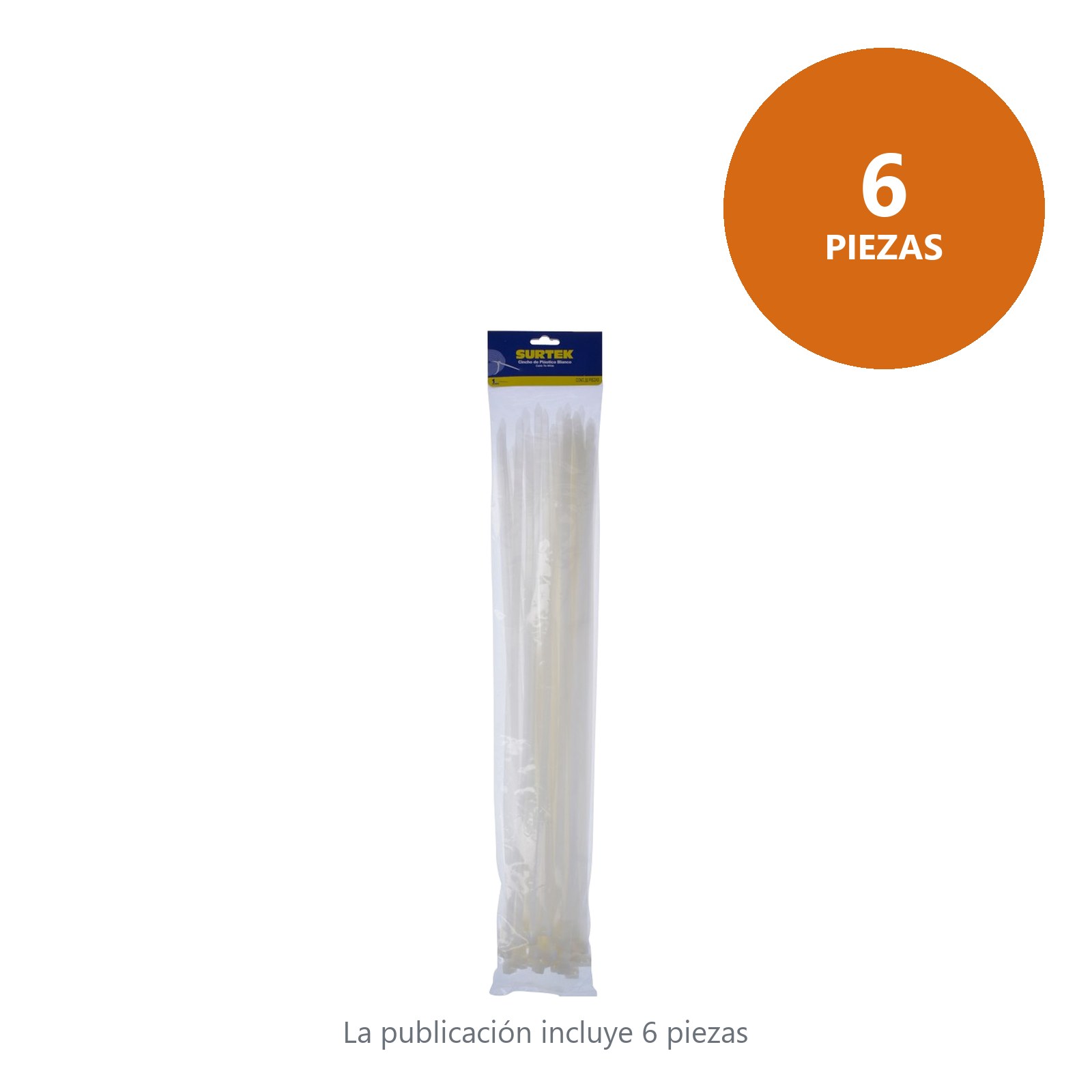 Cinchos plásticos 400 x 7.6 mm, tensión 55 kg de 50 piezas, color blanco Surtek - Imagen 2