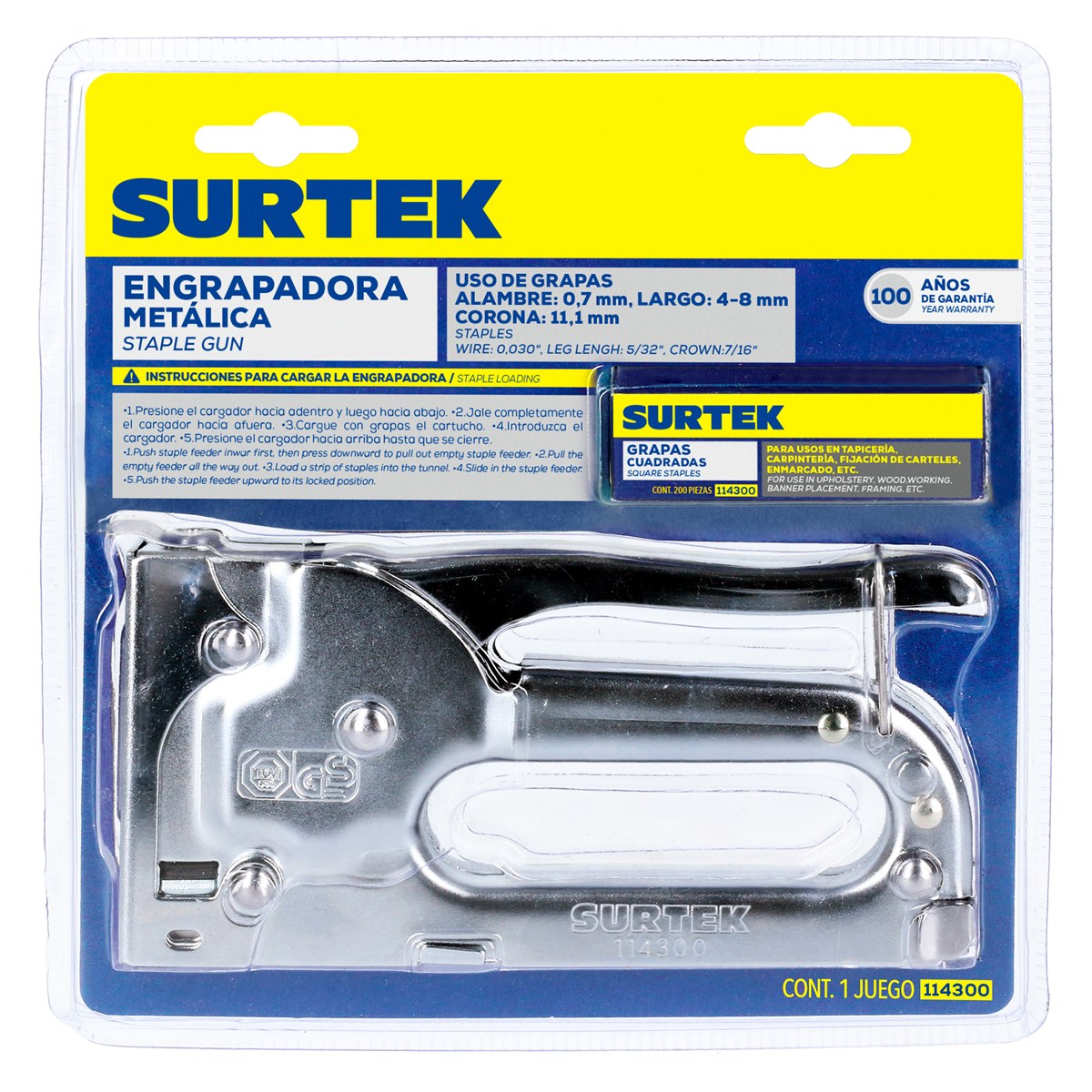 Engrapadora metálica tipo pistola para grapas de 5/32" a 5/16" Surtek - Imagen 2