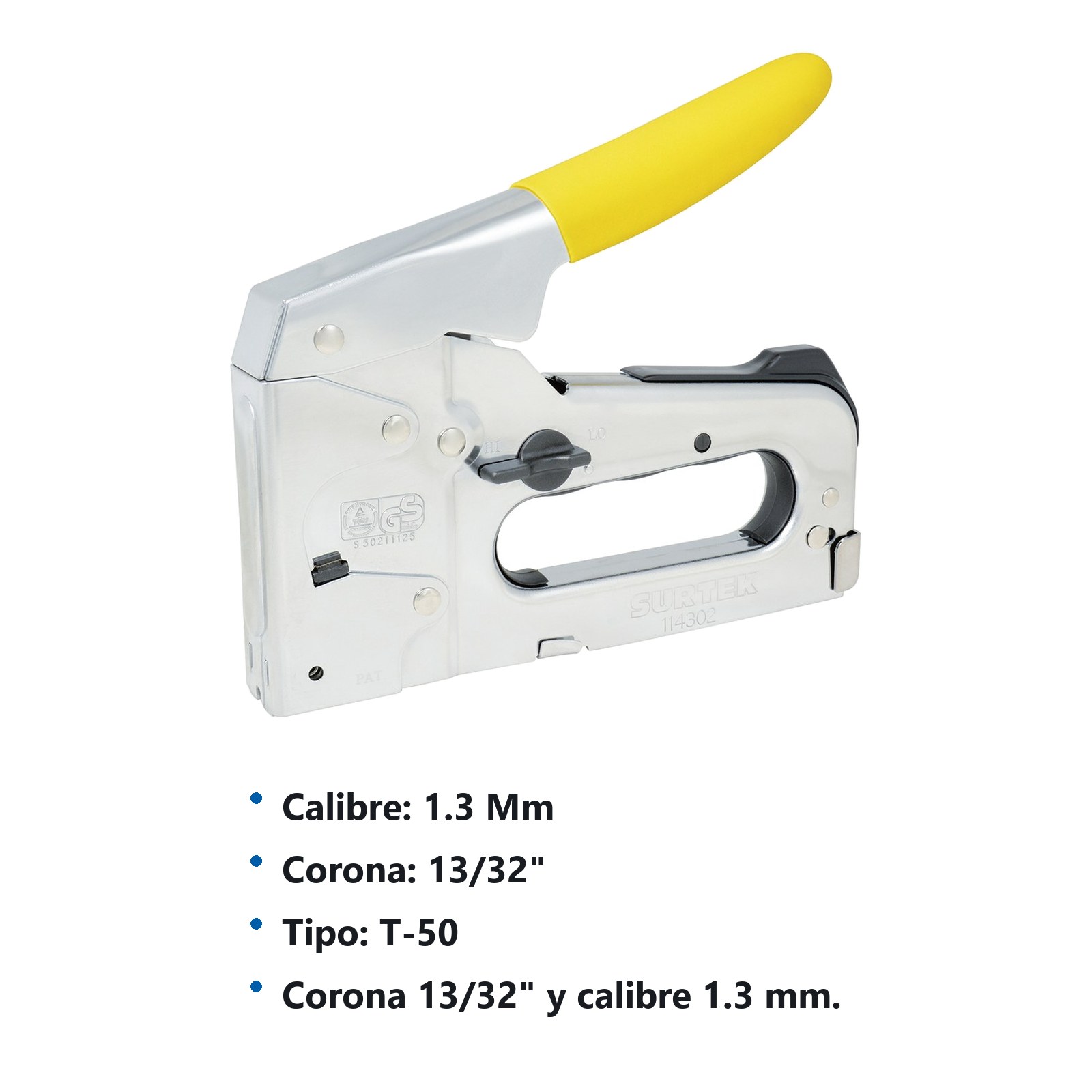 Engrapadora metálica tipo pistola 4 en 1 para grapas 1/4" a 9/14" Surtek - Imagen 3