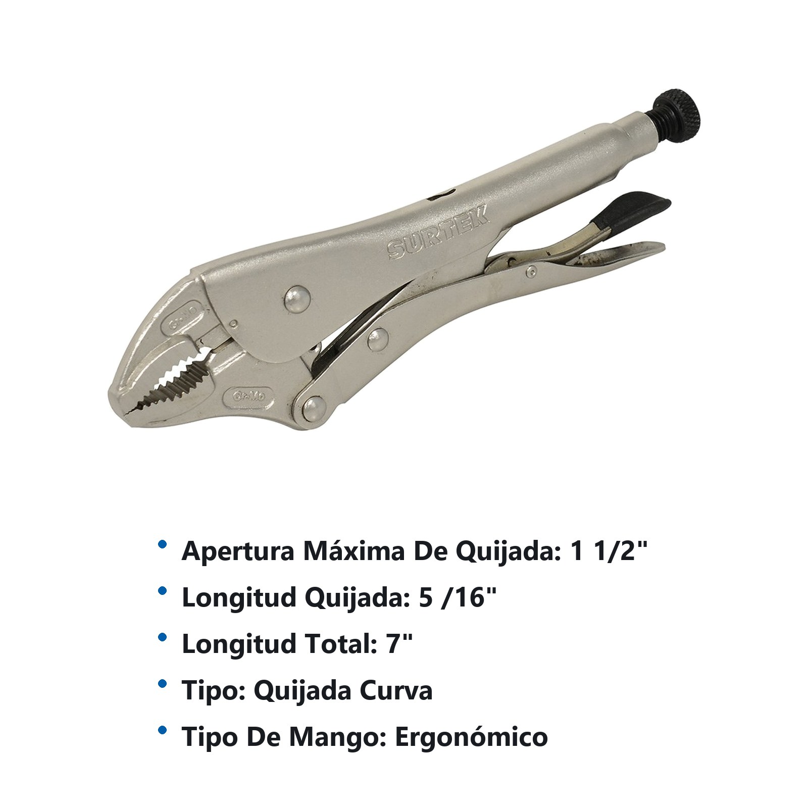 Pinza de presión de 7" quijada curva Surtek - Imagen 2